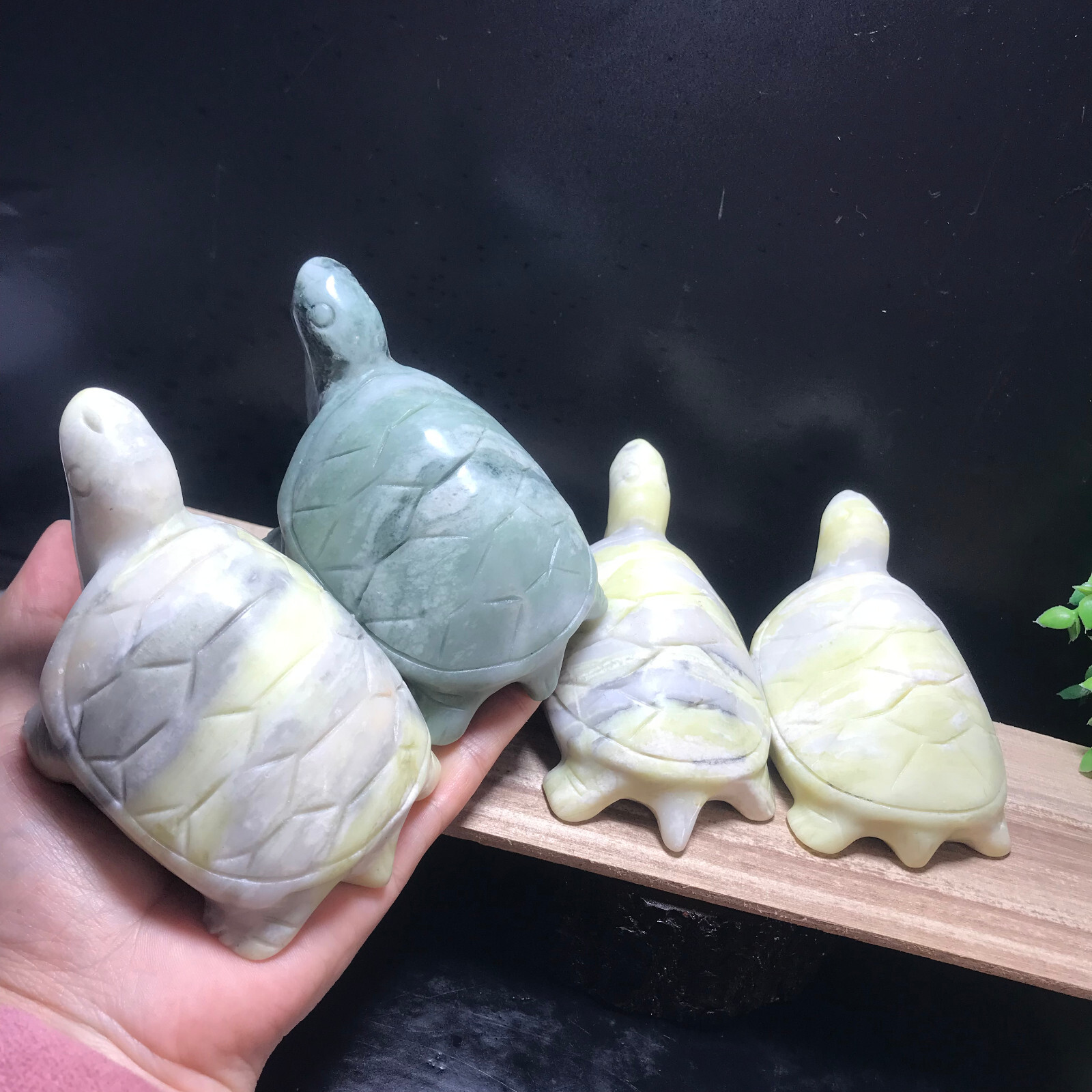 350g Green Jasper Quartz Hand Carved Crystal tortoise 01