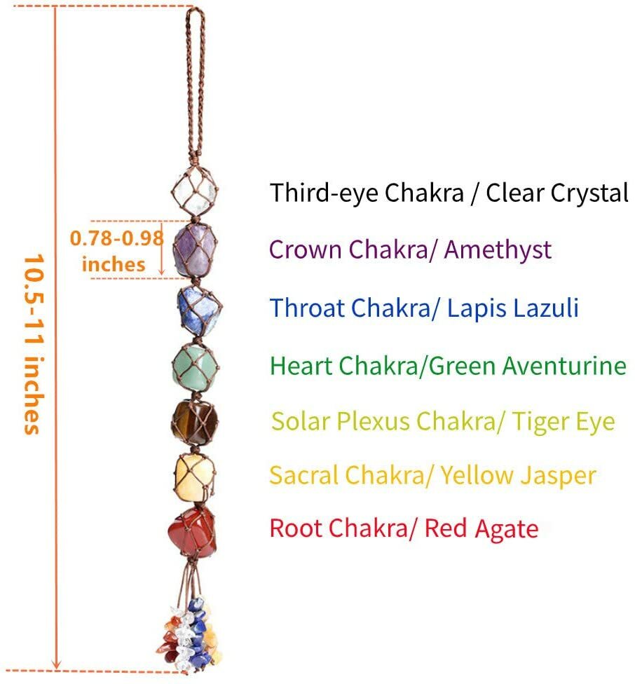 7 Chakra Gemstone Ornament Tassel Shui Hanging Feng Stones Home Cars Decor A#