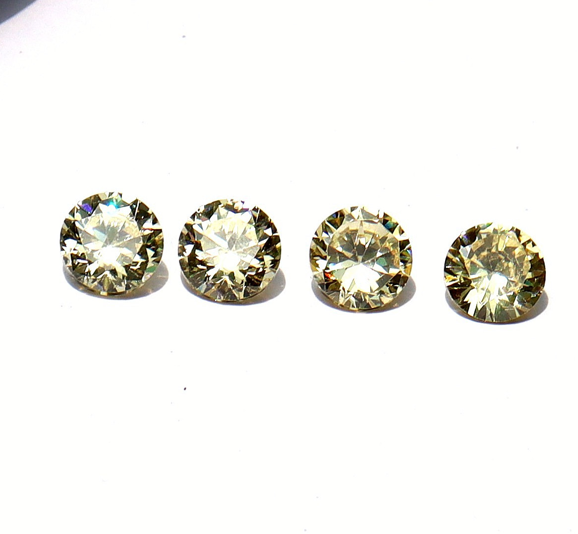 4 Pcs Round Shape Light Yellow Zircon 16 Ct Certified Loose Gemstones