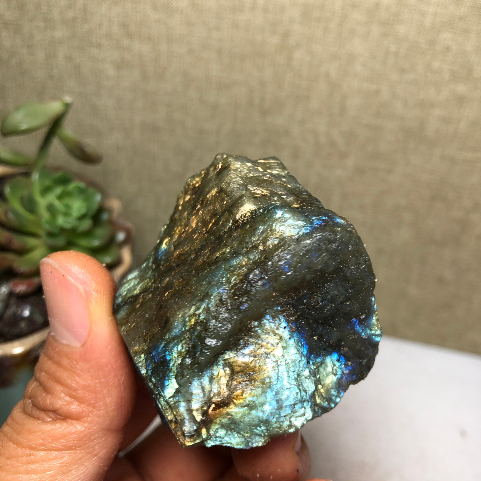 41mm Natural Labradorite Crystal gemstone rough original Specimen 90g A4218