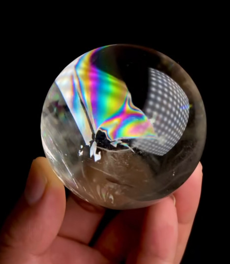 300g Natural Rainbow White Quartz Sphere Energy Crystal Ball Reiki Decor
