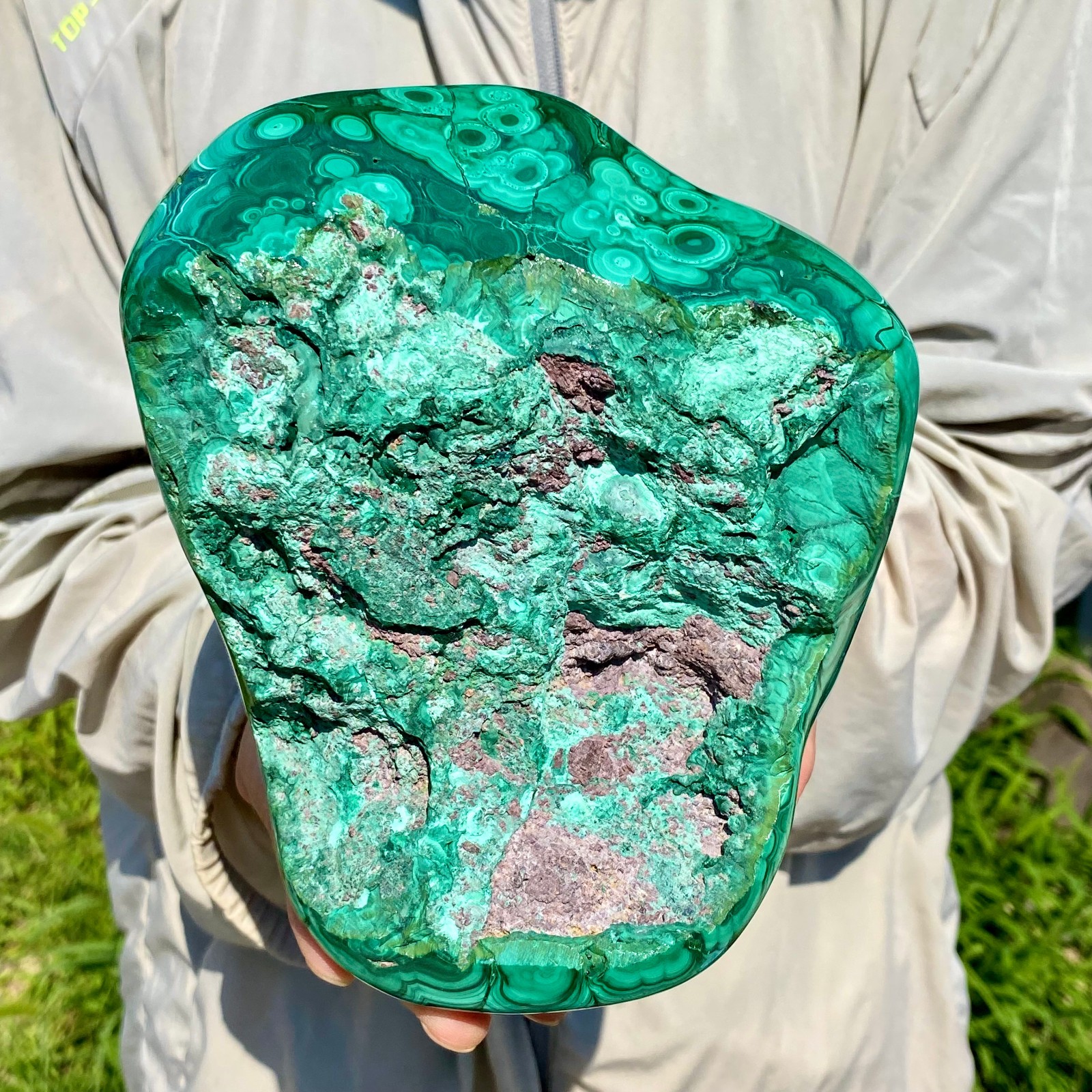 6.28LB Natural glossy Malachite transparent cluster rough mineral sample