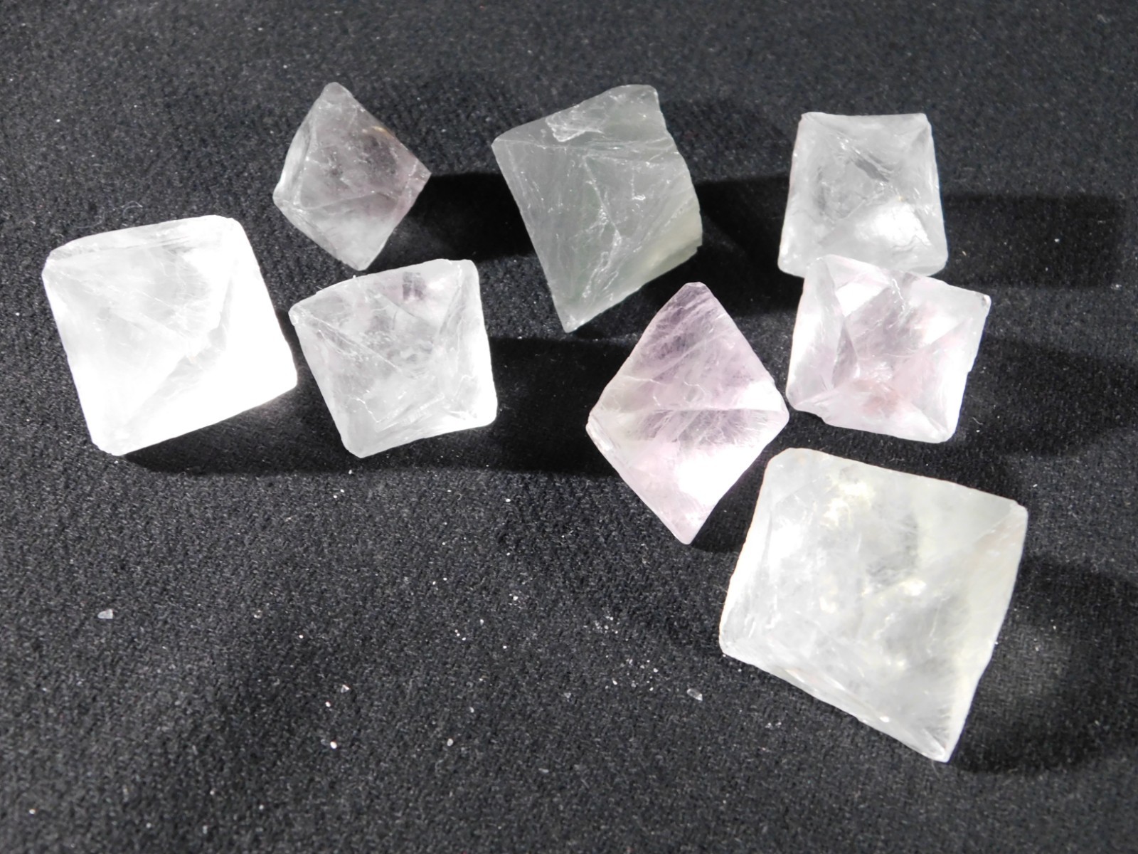 Big Lot of EIGHT! Translucent Octahedron FLUORITE Crystals From China 341gr