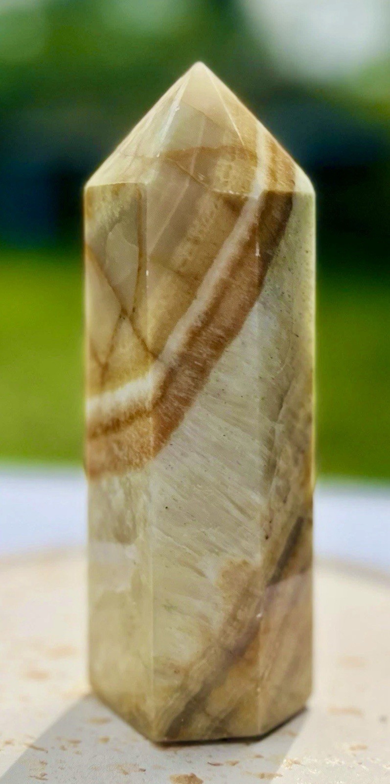 6 in. Orange Banded Calcite Tower