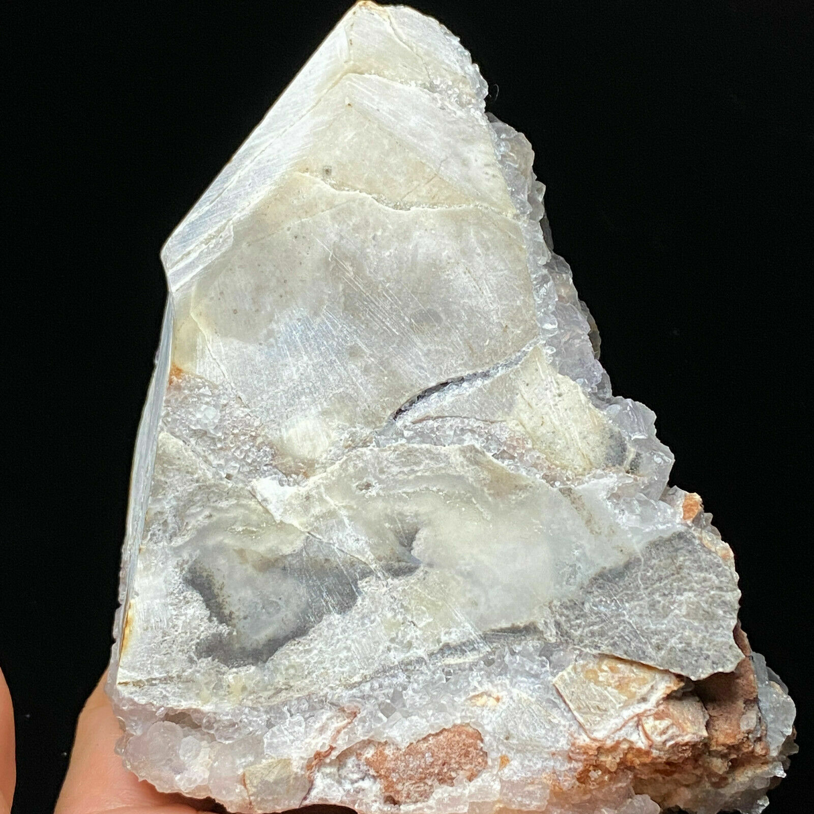388g Translucent Purple QR Code Fluorite & White Quartz Mineral Specimen