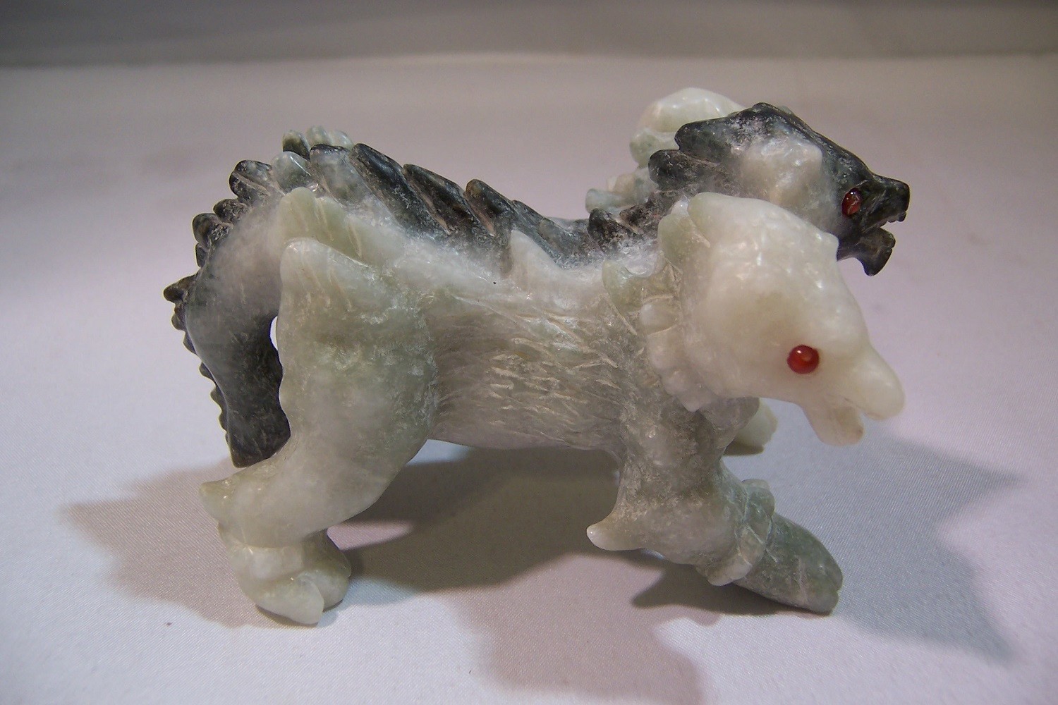 DUSHAN JADE HAND CARVED CERBERUS HELL HOUND NATURAL CRYSTAL 255g 9oz 4in 10.2cm