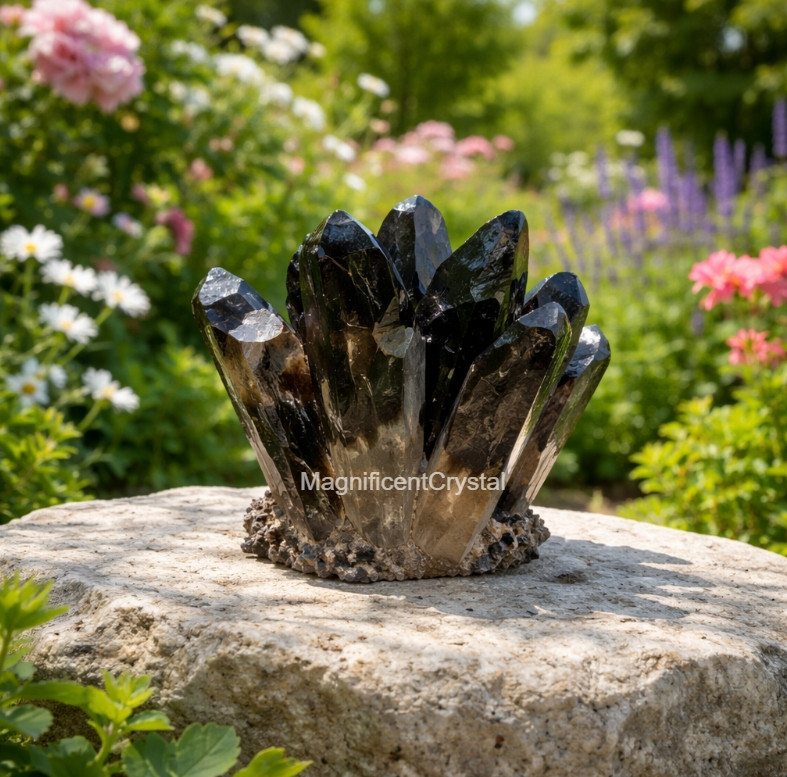 Large Rare Smoky Quartz Cluster Healing Crystal Geode Energy Stone Home Decor