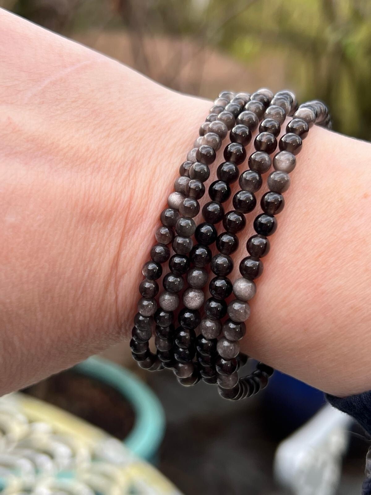 Silver Sheen Obsidian Buddha AAA+ Powerful / Creative / Protective 4mm