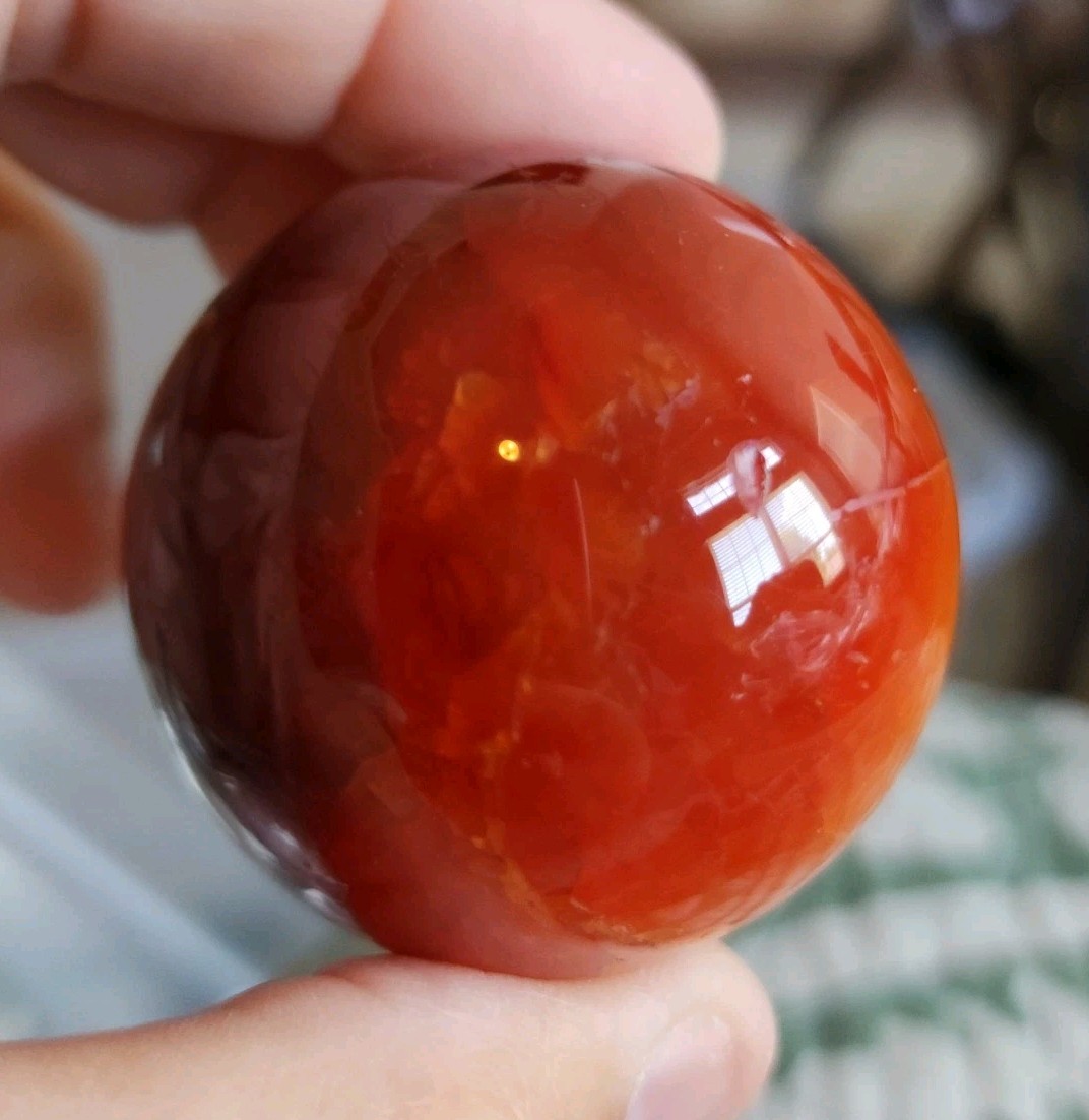 Lot Of 2 Polished Red Carnelian Agate & Black Flower Agate Spheres – USA