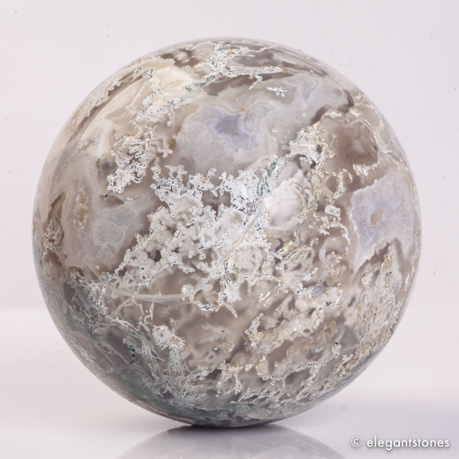 727g 83mm Moss Agate Sphere Crystal Natural Aquatic Plant Water Grass Reiki Ball