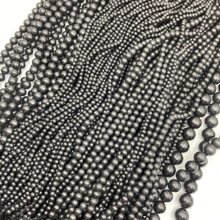Shungite black retro fashion DIY bead jewelry accessories bead 10-12mm