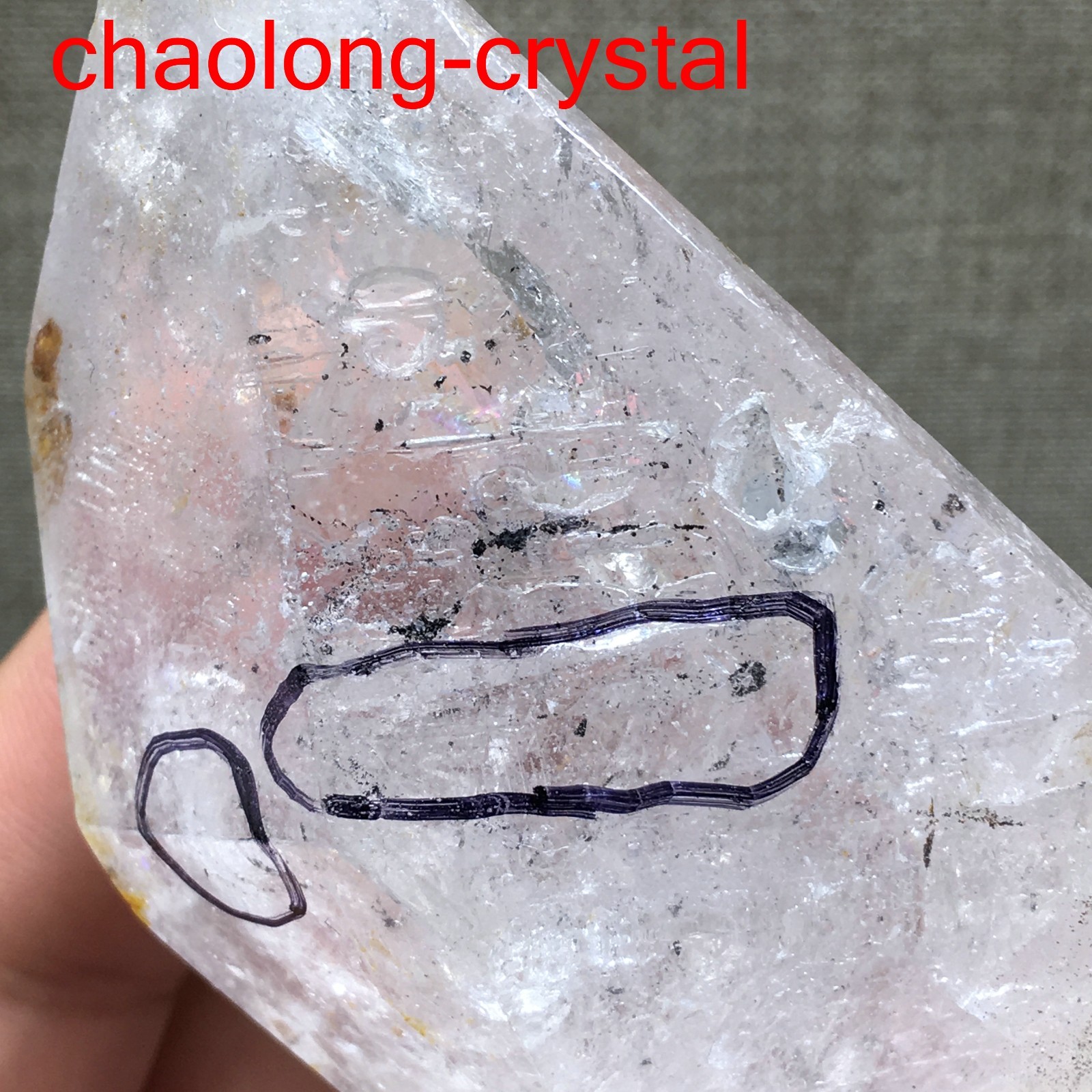 104g Natural 73mm Herkimer Diamond Enhydro healing Crystal Gem&moving water drop