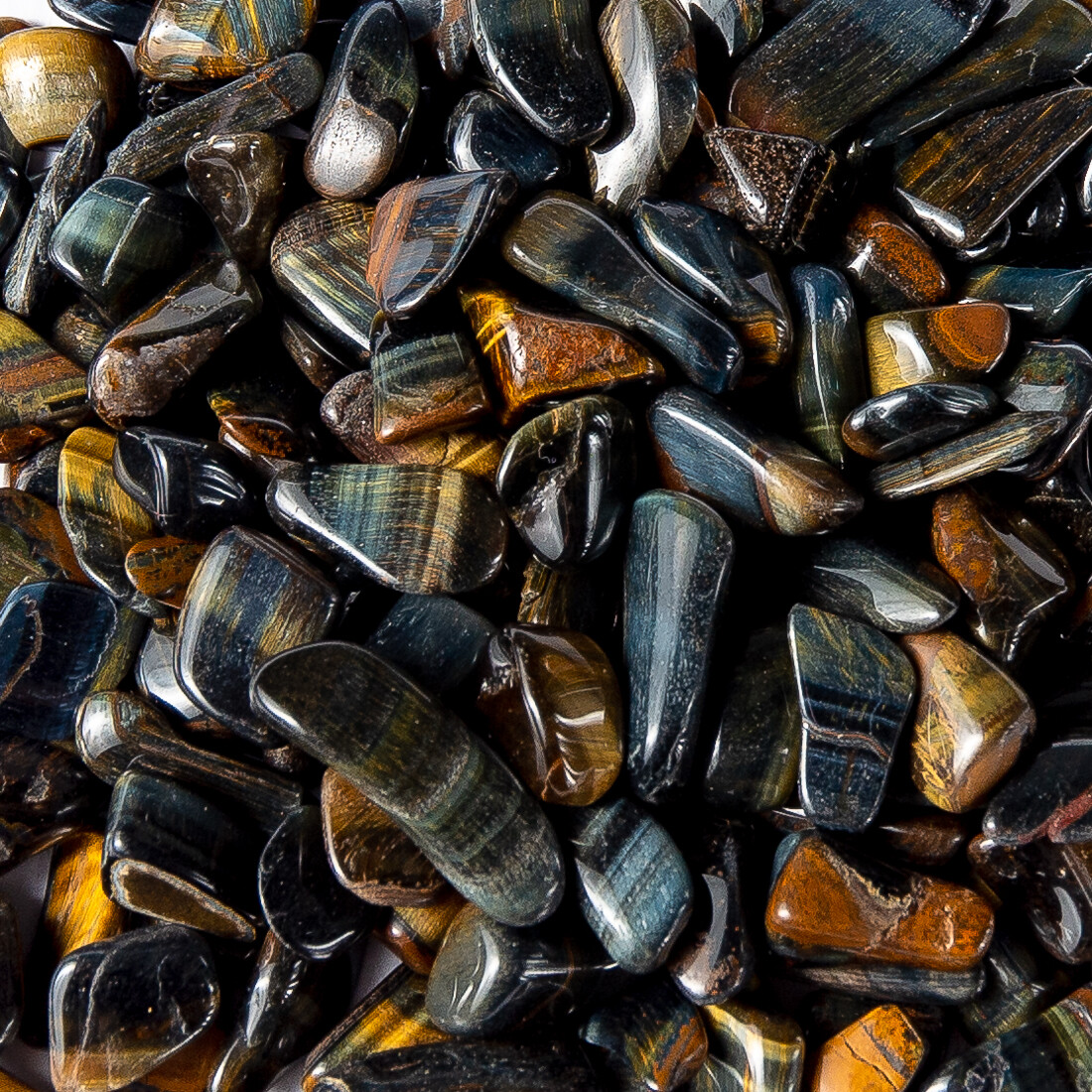 1/4 lb Tumbled Blue Multi Tigers Eye Gemstone Crystals 30-45 Stones Natural Gems