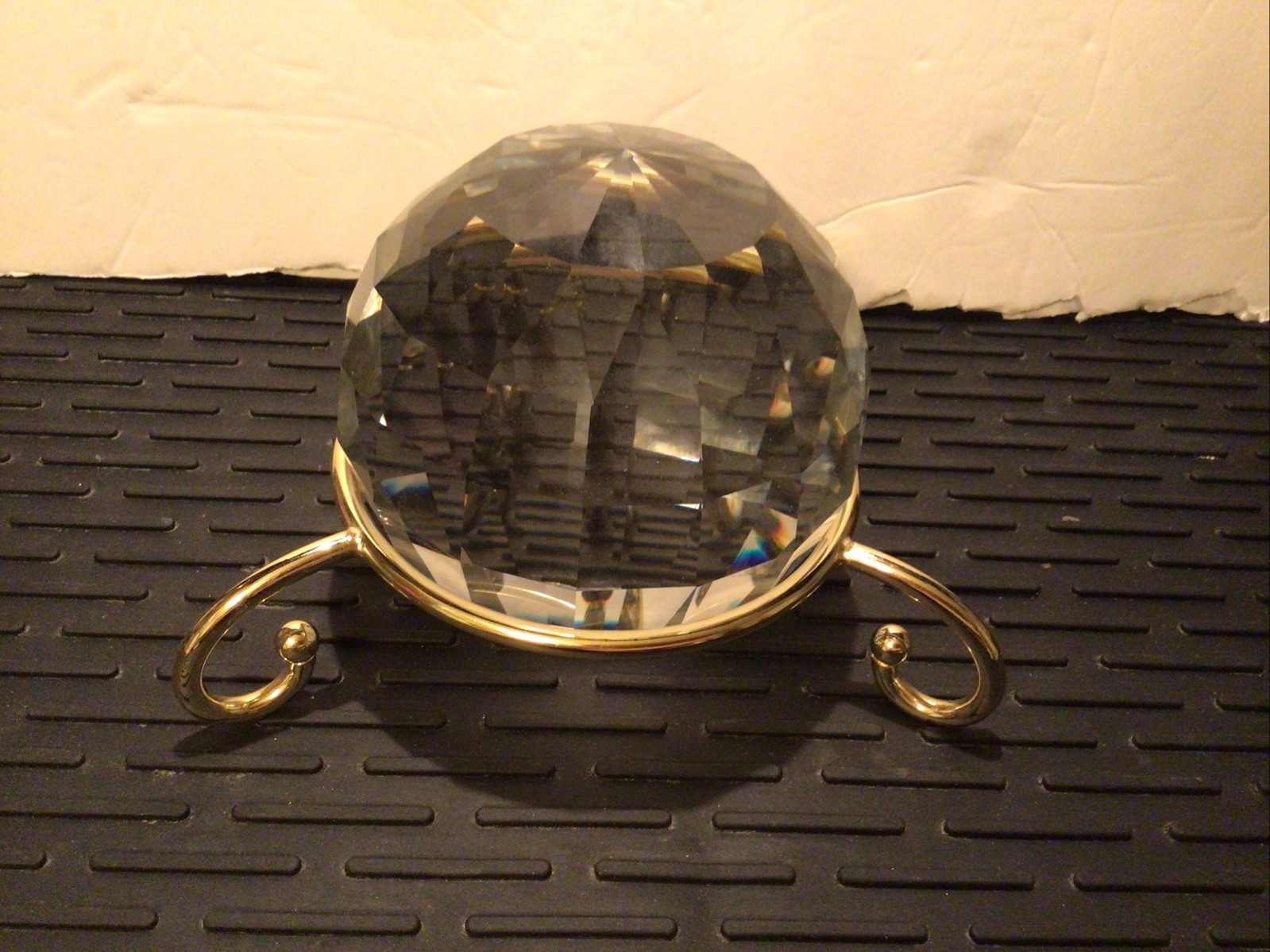 Multi Faceted Clear Magic Crystal Sphere W/stand 5” In Diameter