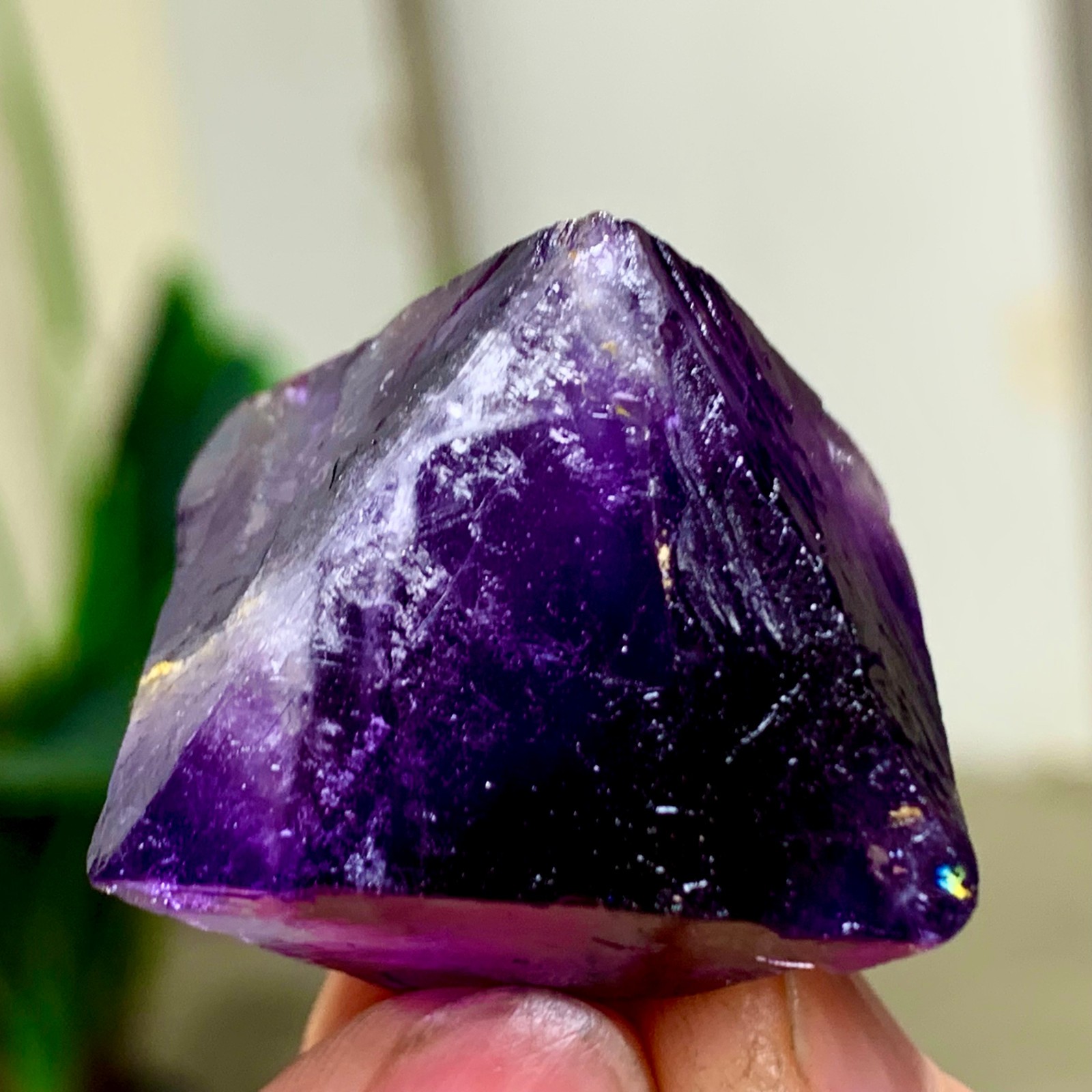 36G Natural purple fluorite octahedron quartz crystal healing