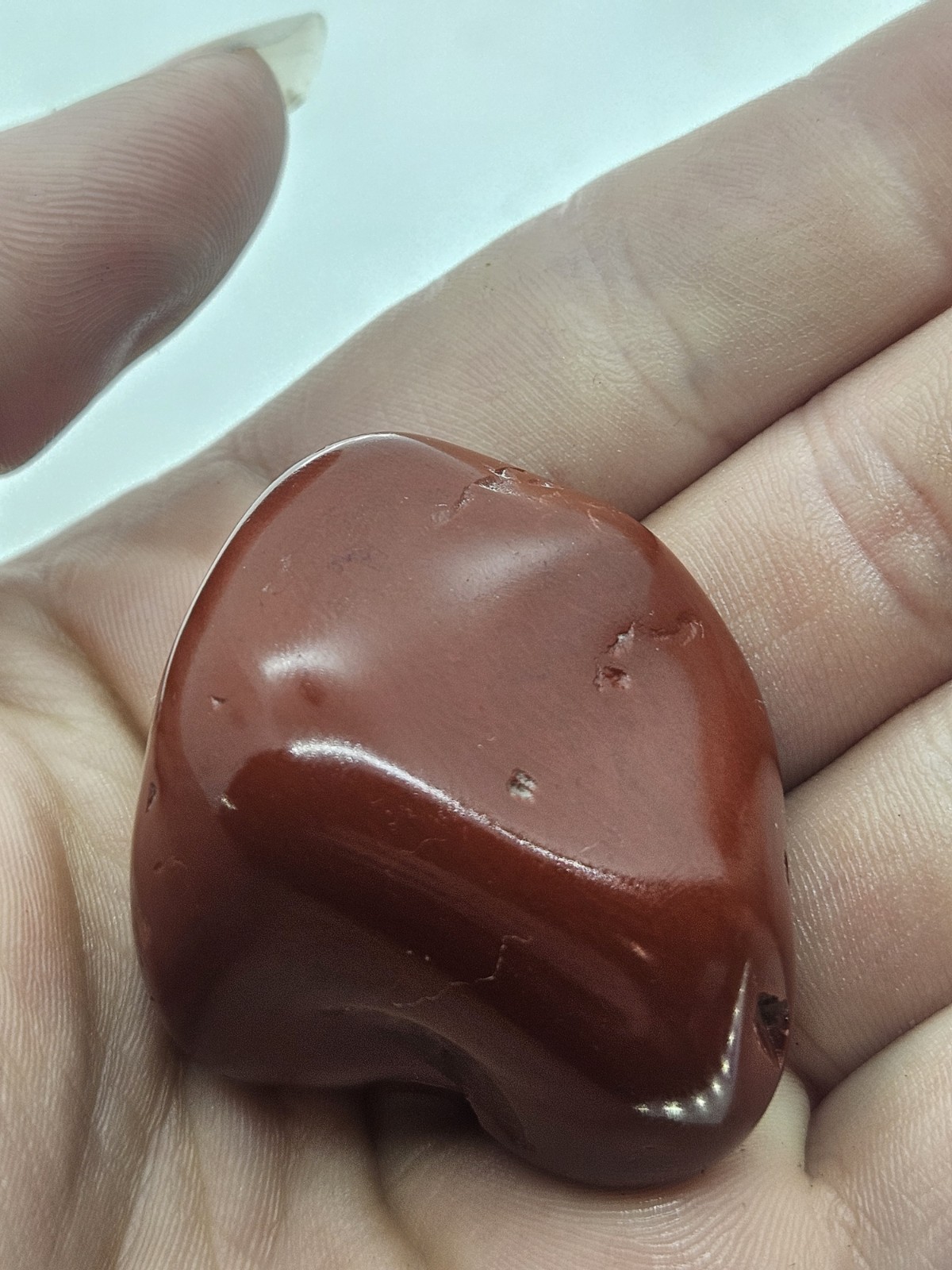 Solid Red Jasper Palm Stone, Earthy Red Crystal, Hand-Polished Root Chakra Stone