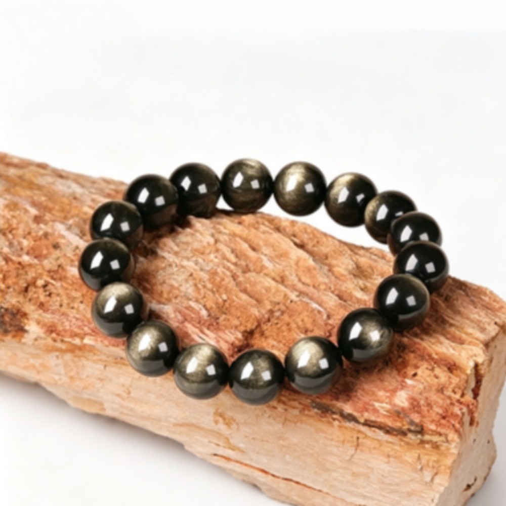 Natural Gold & Silver Obsidian Bracelet Energy Healingstone Fashion Jewelry Gift
