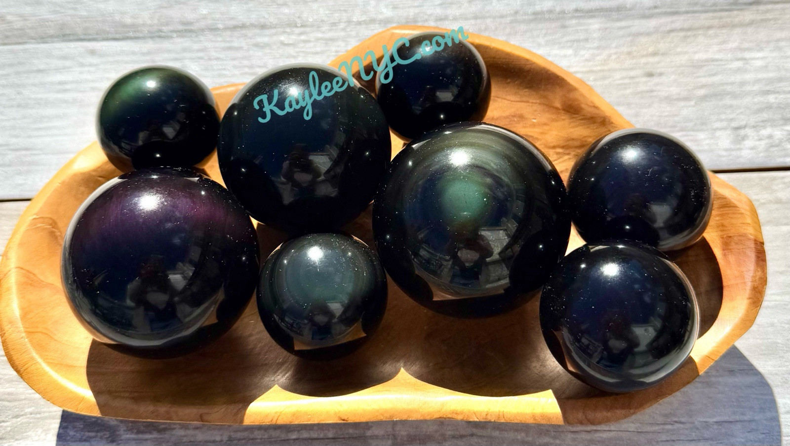Wholesale 6-7 Pcs Natural Rainbow Obsidian Sphere Crystal Ball Energy 2.9-3lbs
