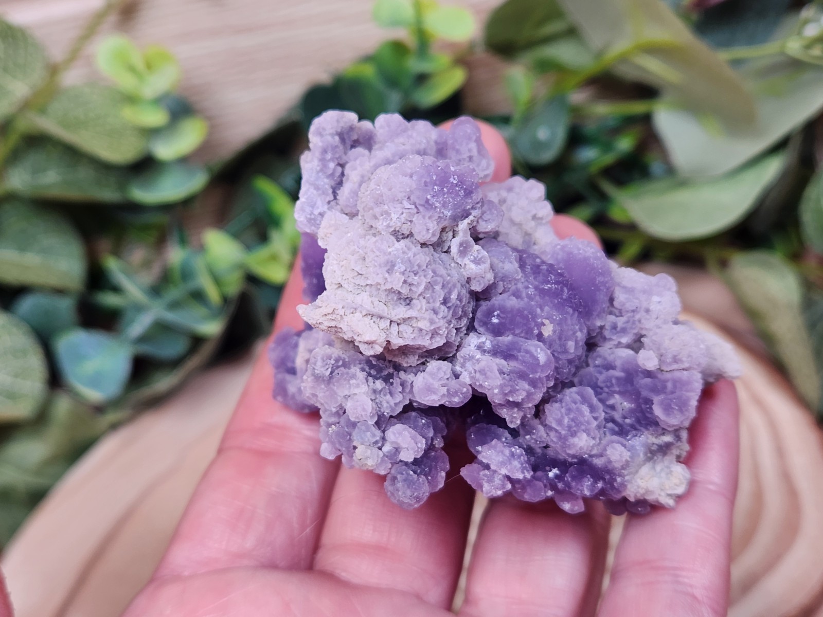Grape Agate Crystal Cluster Indonesia Purple Botryoidal Druzy 66g 2.5″ Y6