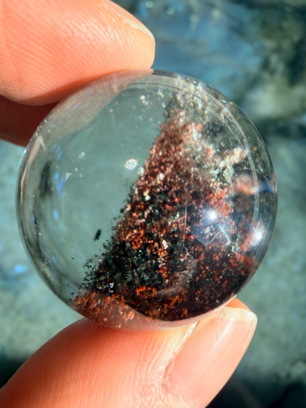 Garden Quartz Sphere From Brazil, 1.08″ | Scenic Lodolite Crystal Sphere
