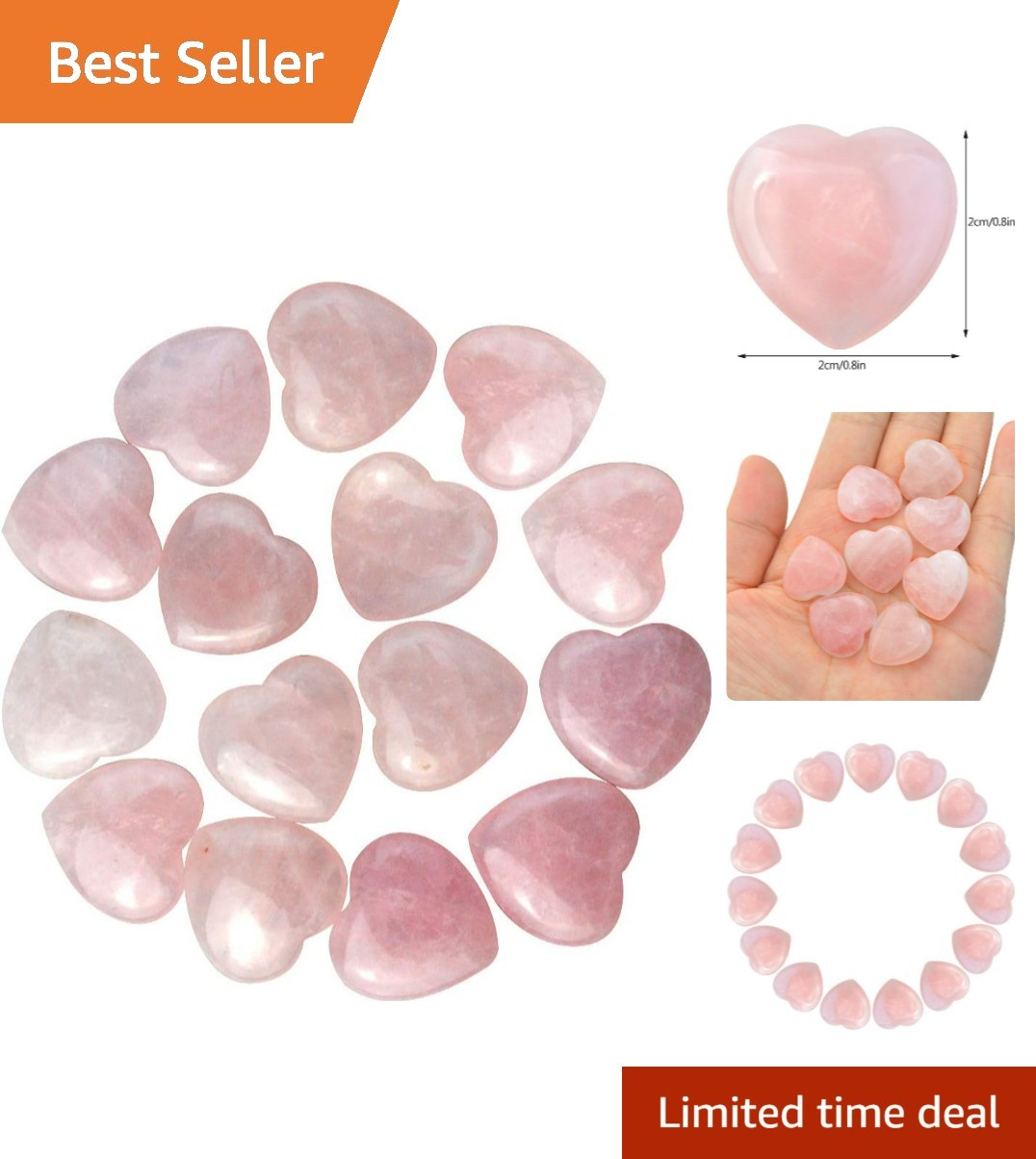 15 Pack Heart Shaped Natural Rose Quartz Healing Stones – 0.8 Inch Ideal for …