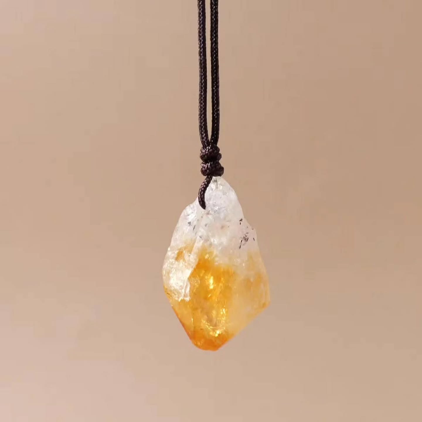 Raw Citrine Pendant Necklace Natural Crystal Prosperity Healing Stone