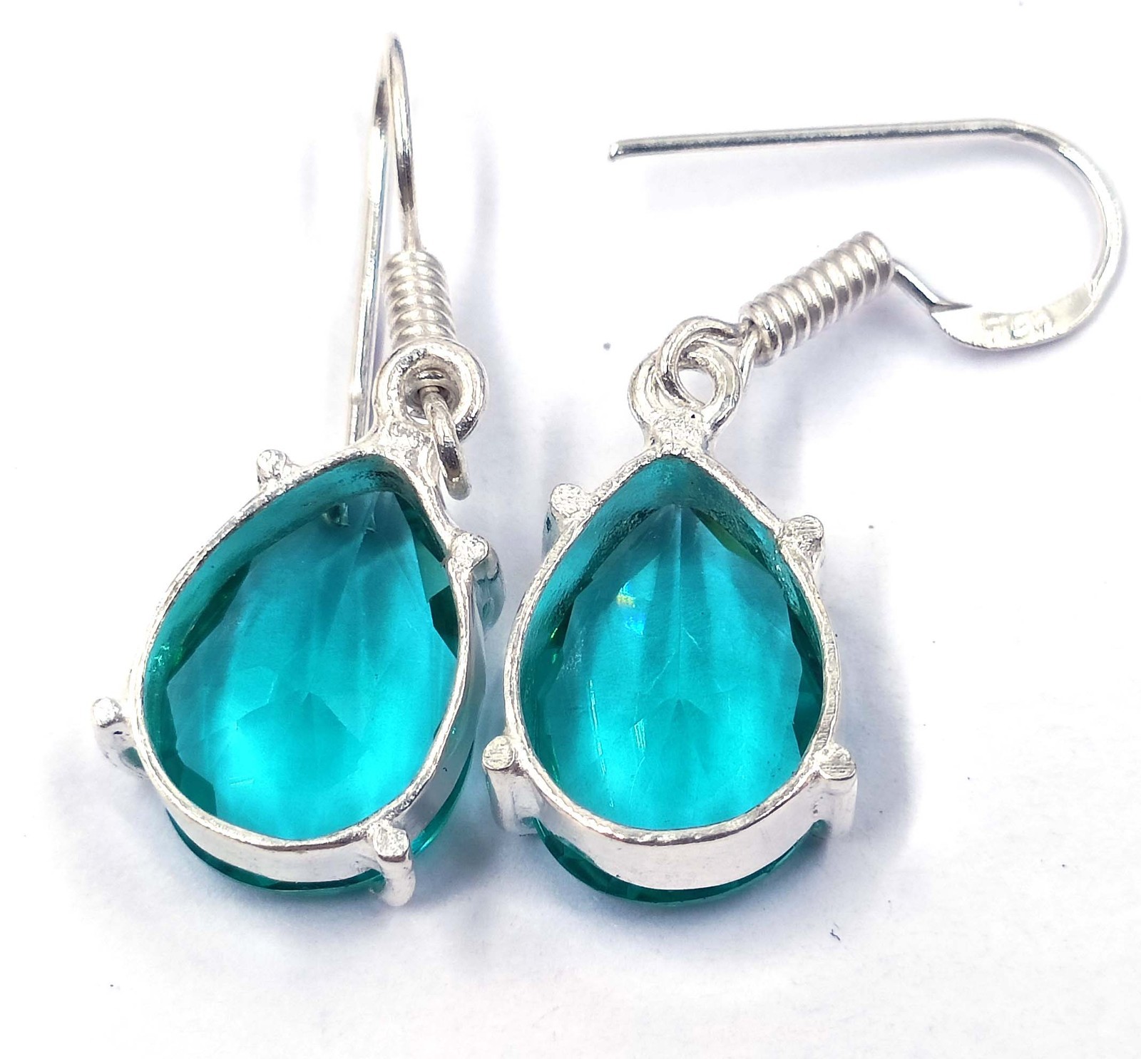 17.85 Ct Natural Green Emerald Pear Shape Earrings 925 Silver IGL Certified 6YHC