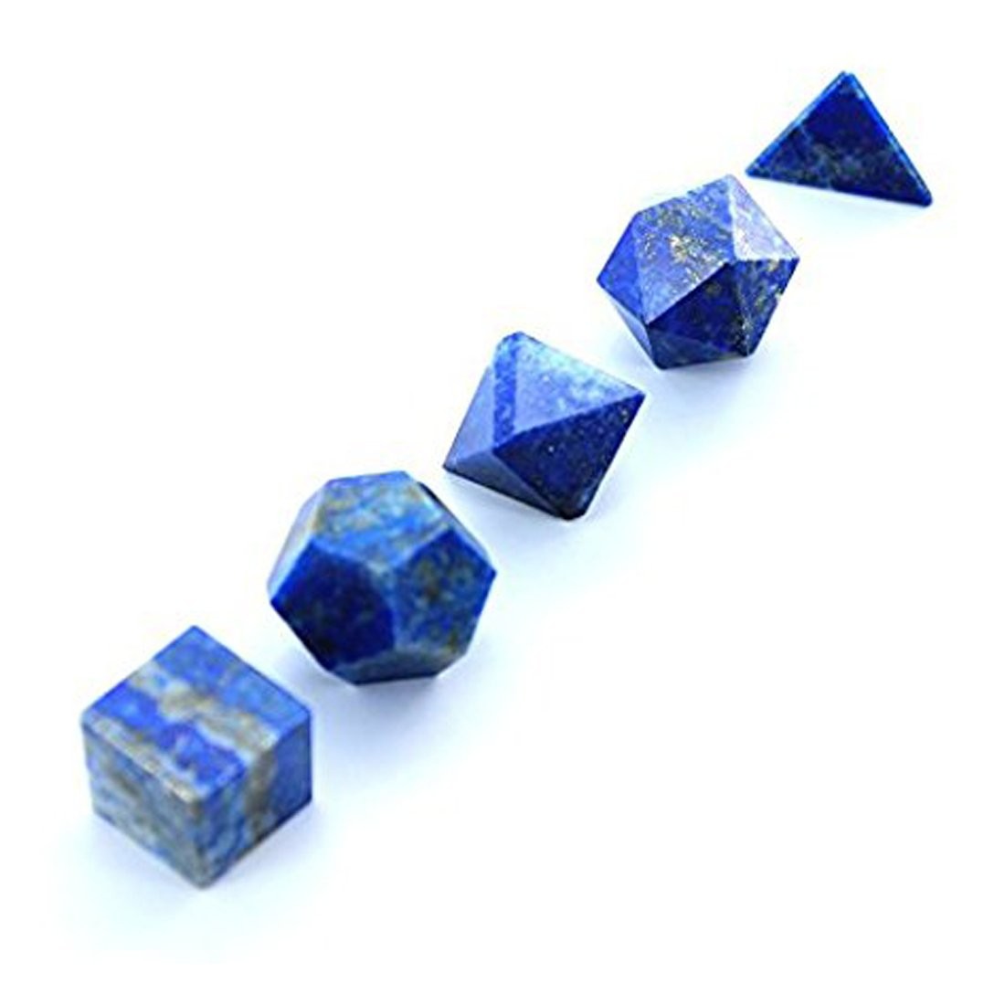 5 pcs Lapis Lazuli Platonic Solids Sacred Geometric Set Crystal Geometry Set