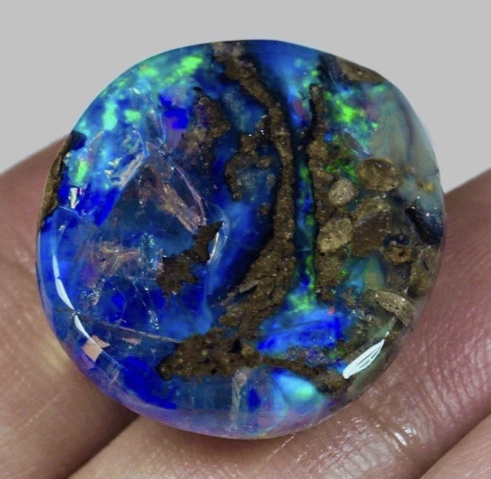 Pricey African Black Opal Crystal Natural Raw Specimen Rare Blue Colors Gemy