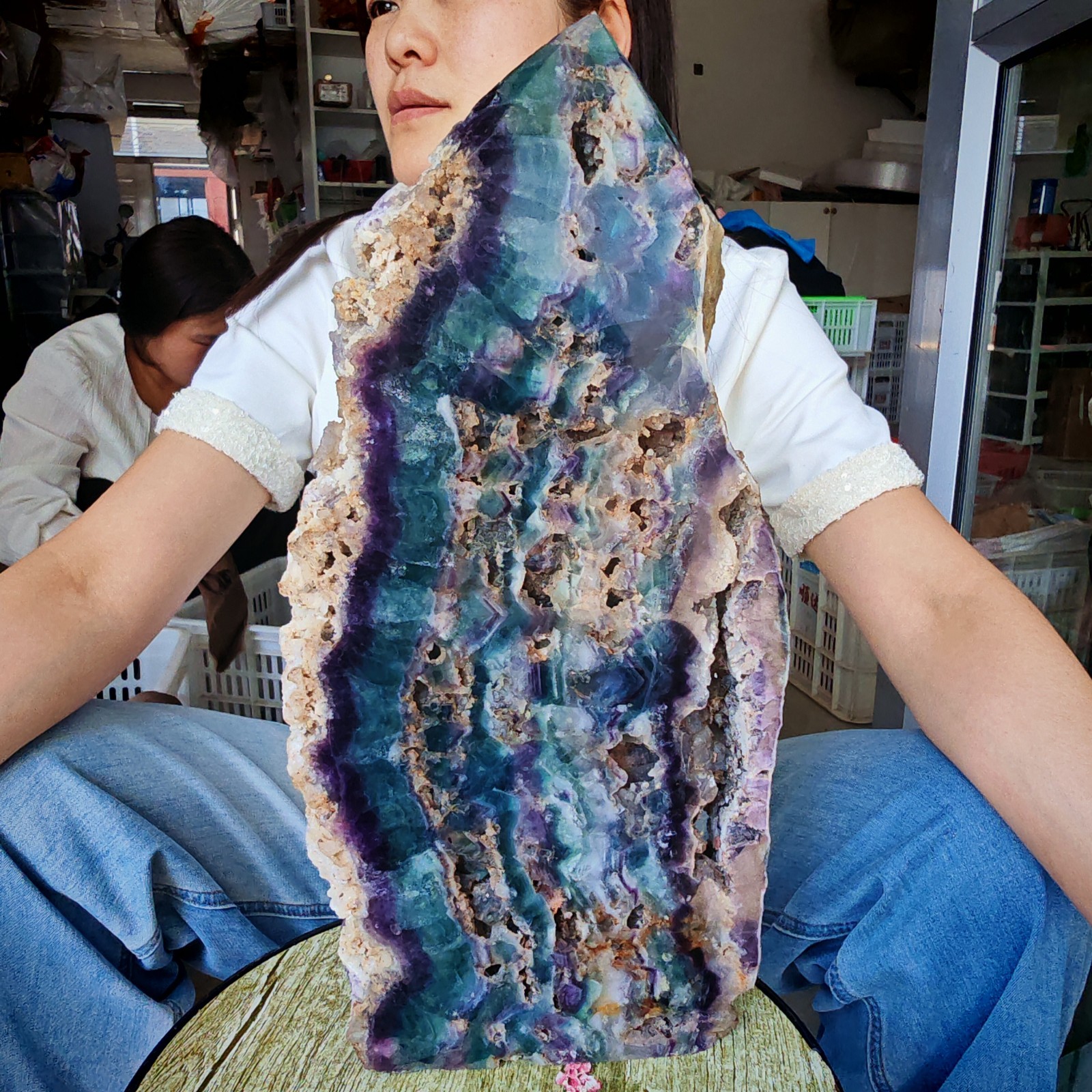 14.3LB Restoration of Natural Colored Fluorite Crystal Specimens 6500g