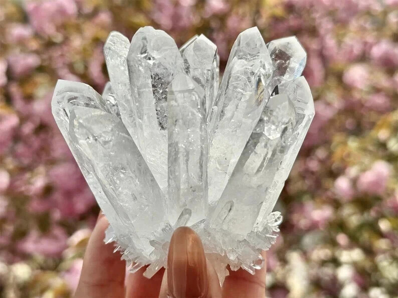 2025Rare 200-2000G Clear Crystal Geode Cluster Raw Crystal Cluster Reiki Decor