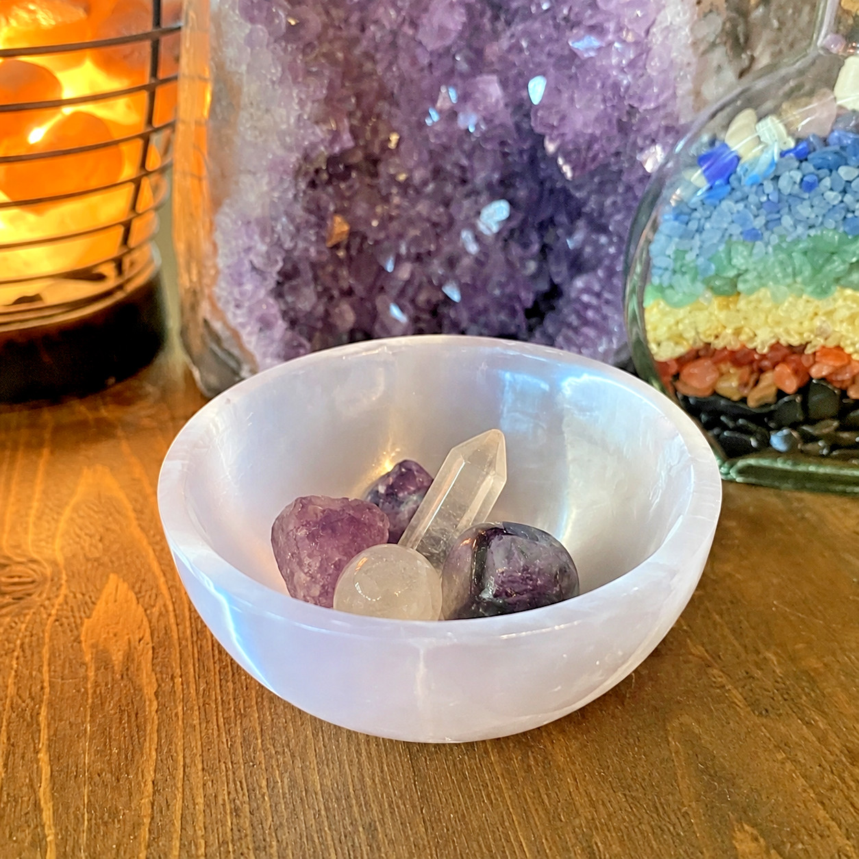 Natural Selenite Charging Bowl 3″ Polished Crystal Dish Cleansing Altar Decor