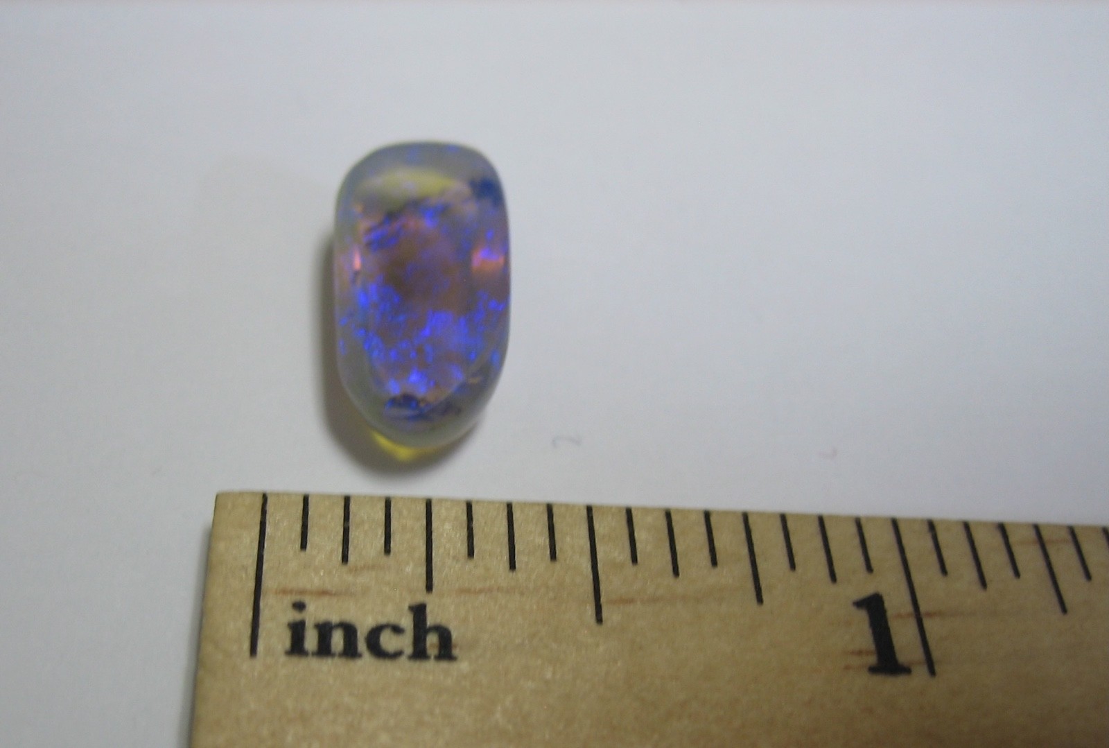 15mm x 7mm POLISHED LIGHTNING RIDGE OPAL CRYSTAL CABOCHON FULL COLOR BLUE 4ct *1