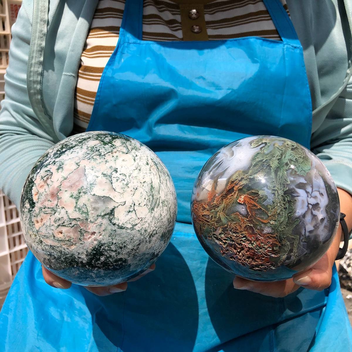 2 pieces 3730g Natural aquatic Agate Ball Quartz Crystal Sphere Healing 2082