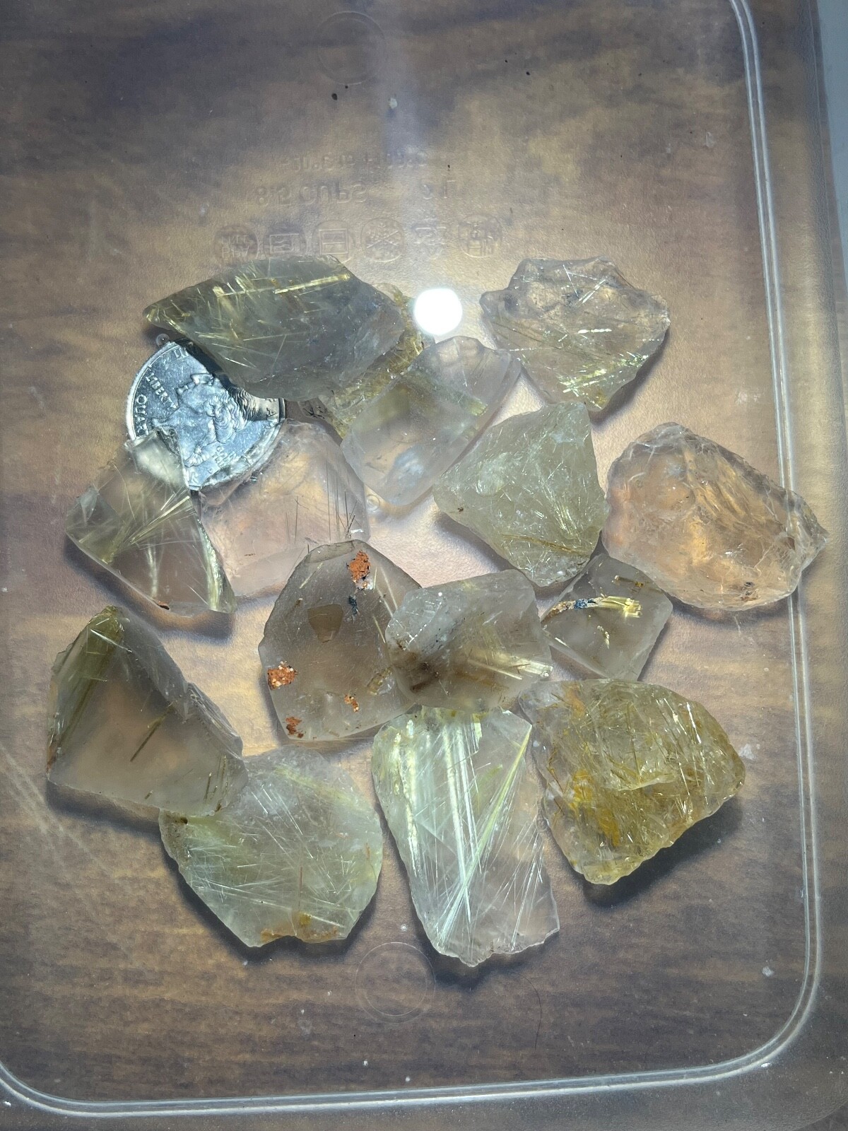 Golden Rutile Quartz 4-7 crystals 50 + grams cabbing ready rough parcel