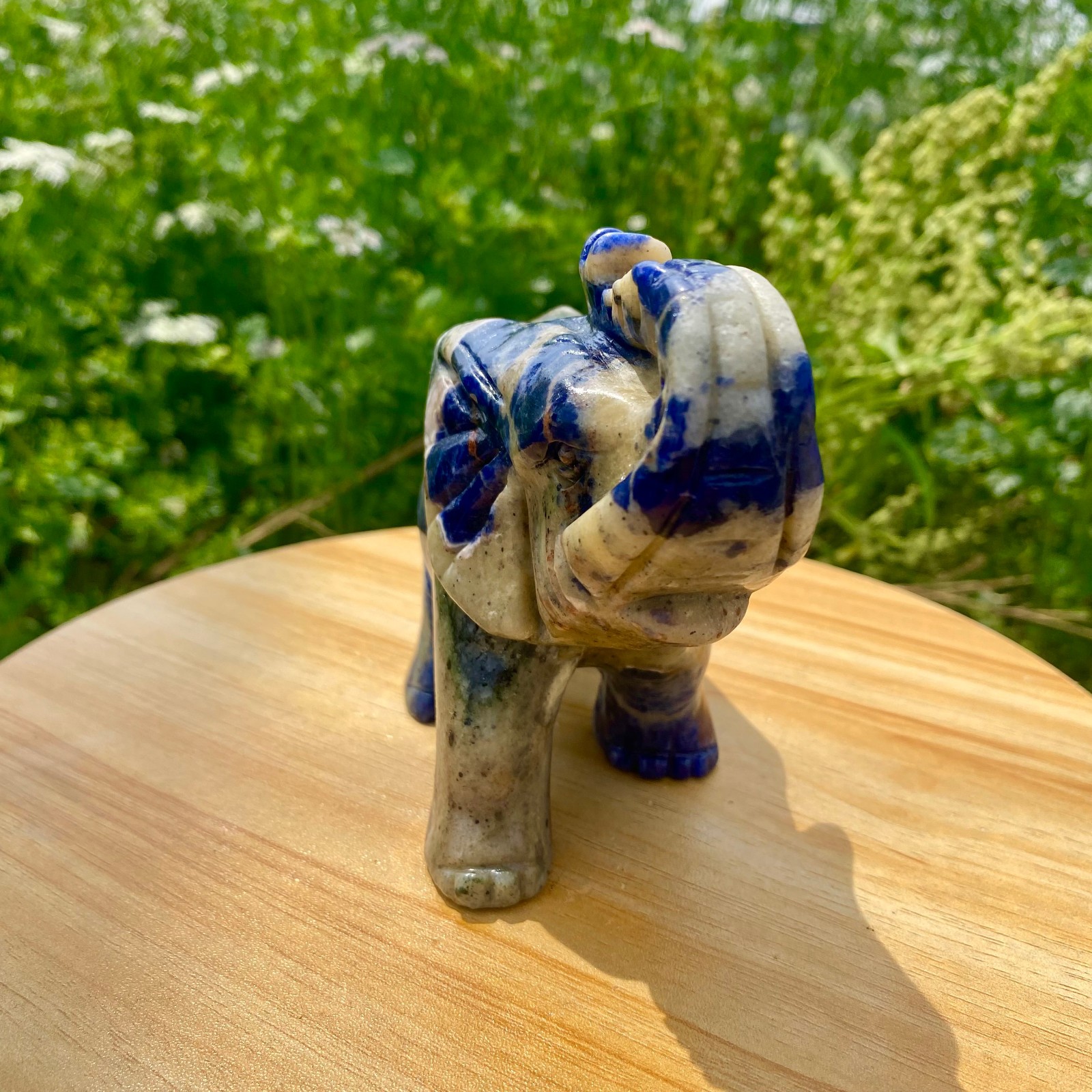 1.9LB Natural lapis lazuli quartz carving elephant spiritual healing