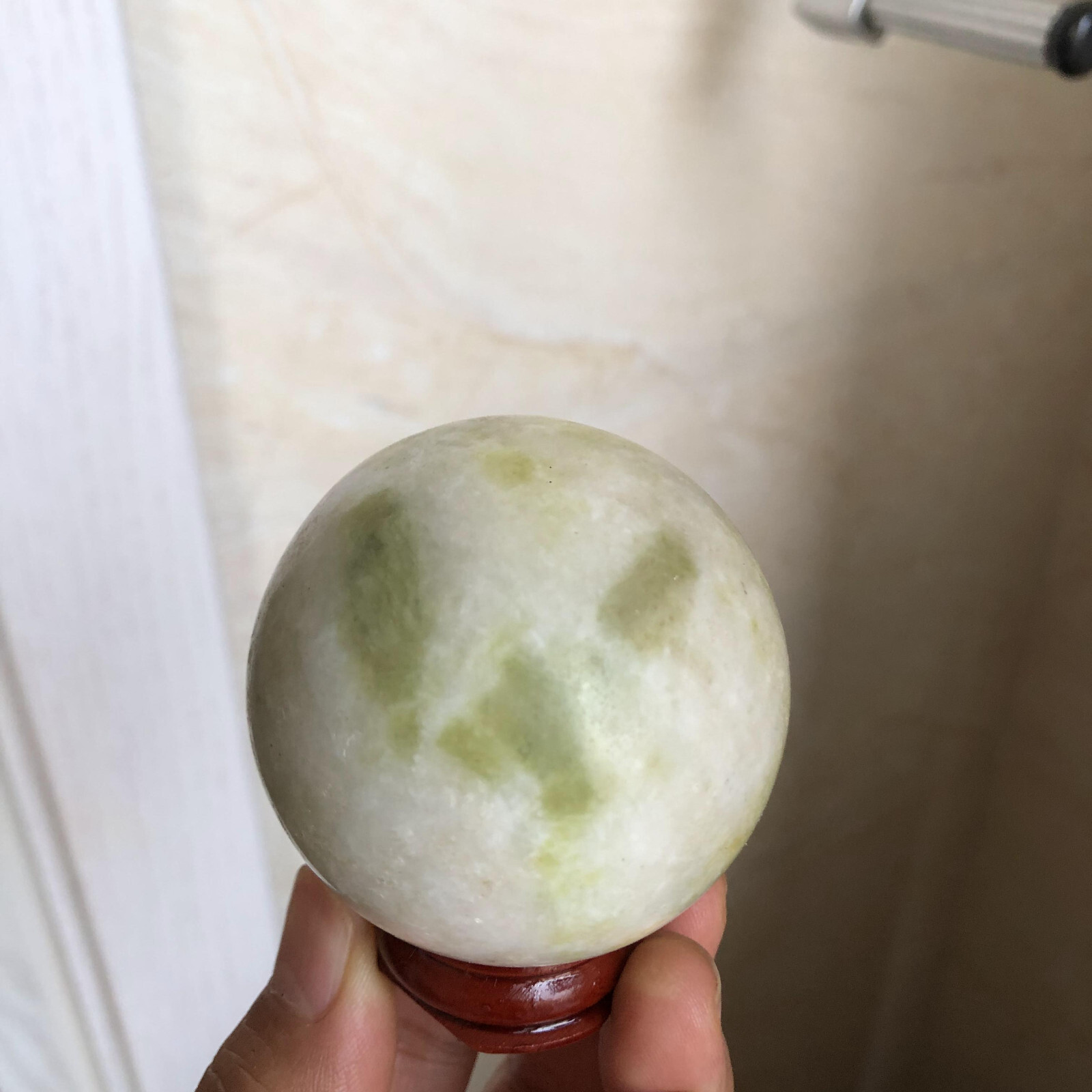 53mm Rare Natural yellow jade Semi-precious crystal Ball sphere 223g A2522