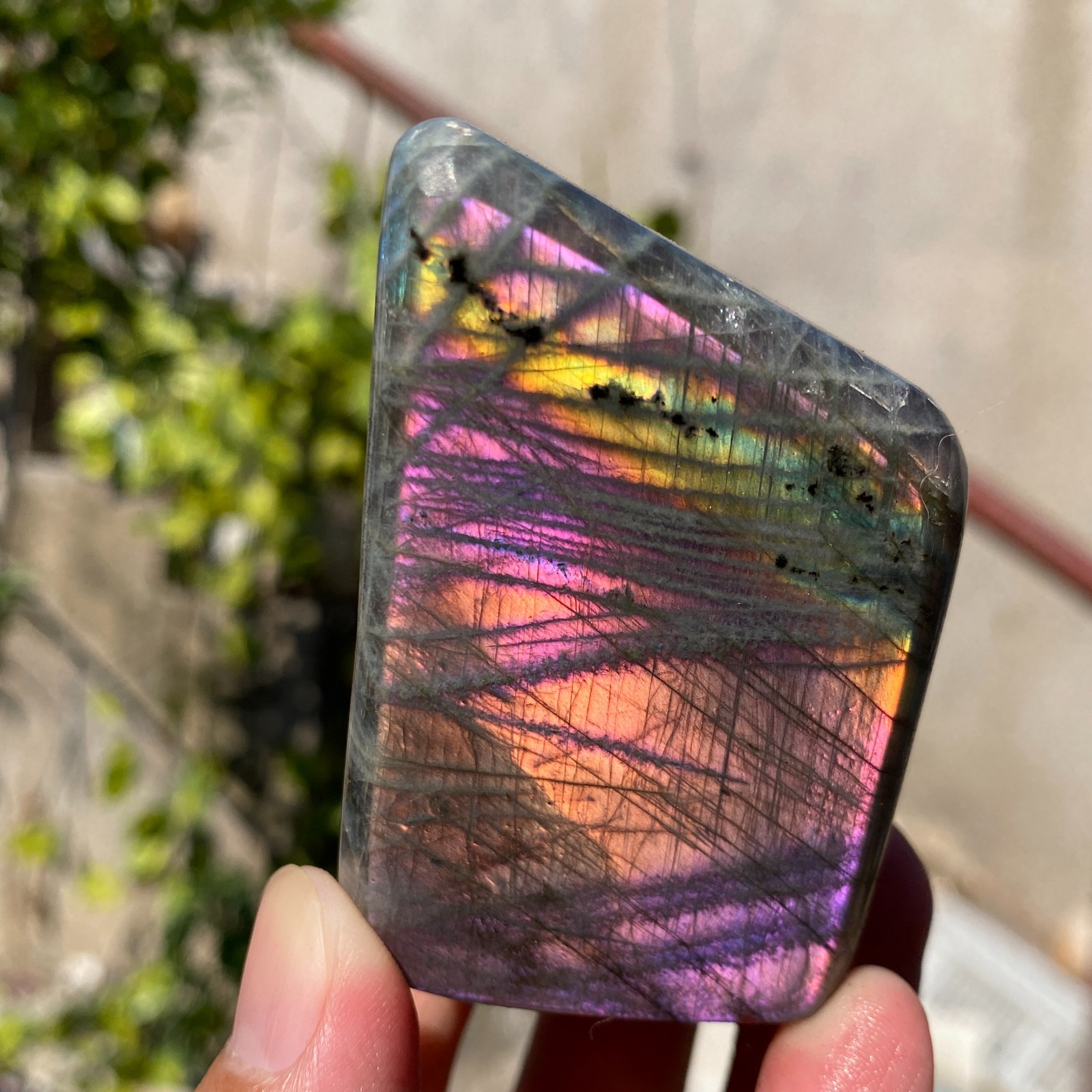 205g Natural labradorite quartz crystal freeform polished specimen healing