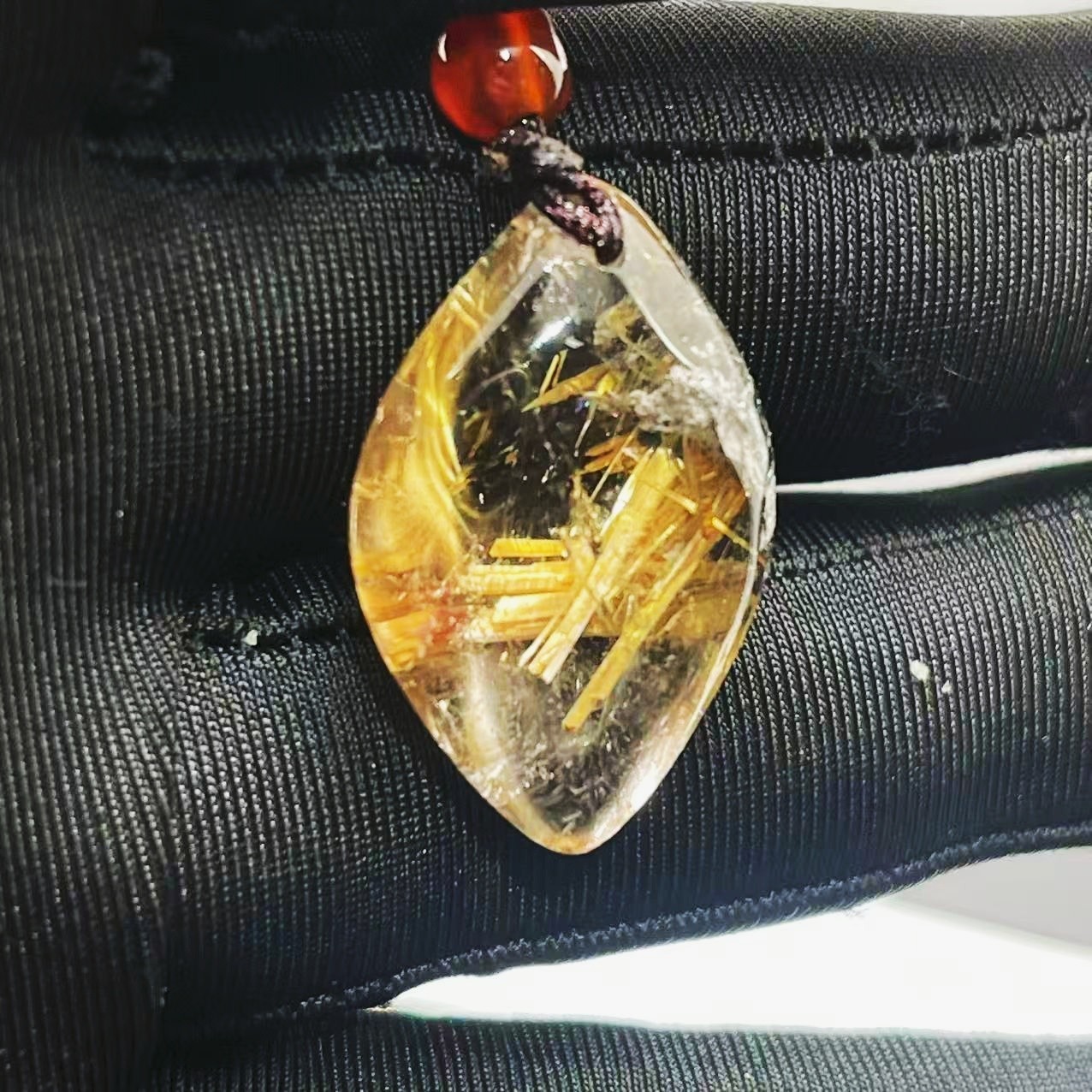 8.6g Natural Gold Hair Rutilated Quartz Crystal Pendant Reiki Healing Gift