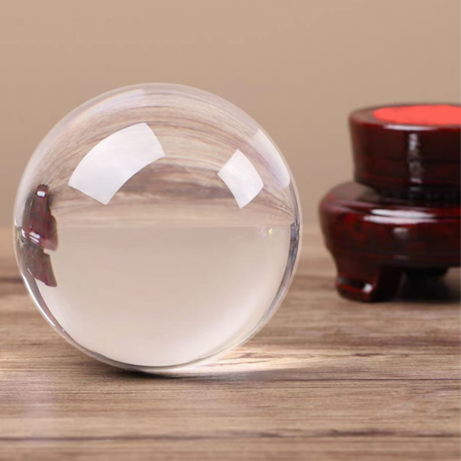 60mm-150mm Clear Crystal Meditation Divination Sphere Crystal Ball w/Wood Stand