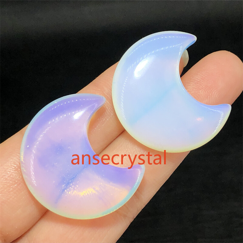 5pcs Opalite Moon Quartz Crystal 1” Carved Pendant Reiki Healing Figurines