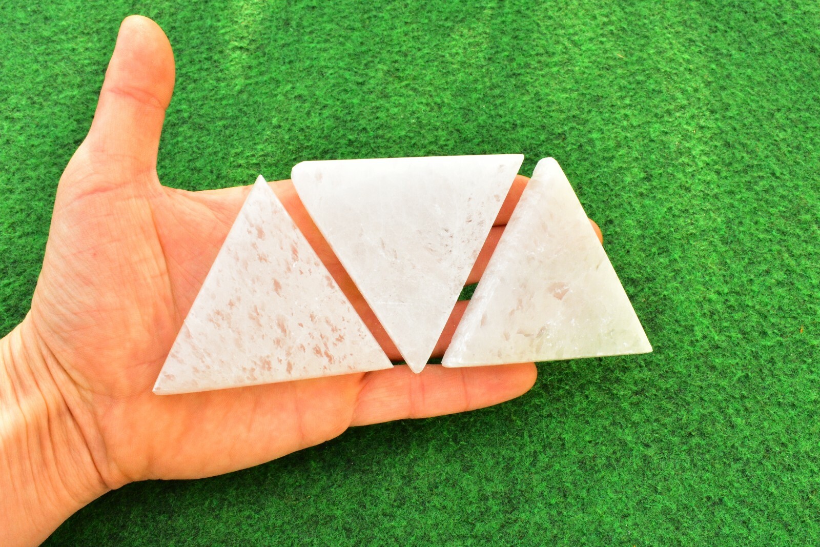 2 Selenite Crystal Triangle 7cm Charging Cleansing Plate Disk Sacred Geometry💎✔