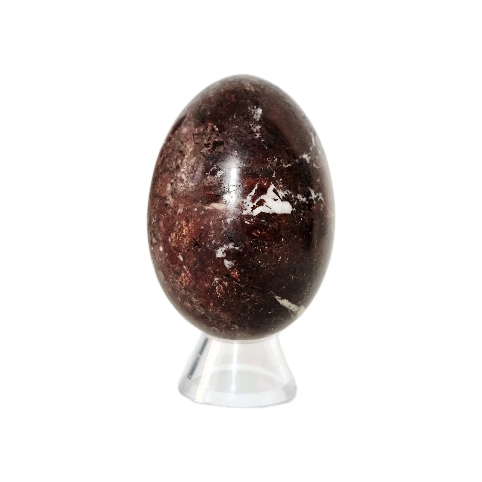 Carved and Polished Semi-Precious Pakistani Red Jasper Egg – 3″ H