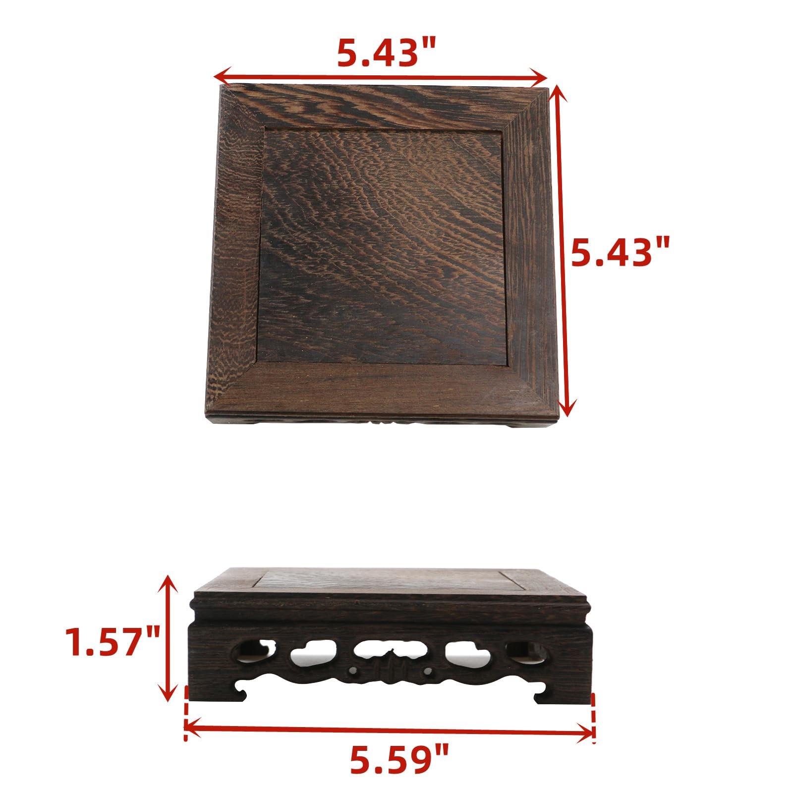Wooden Display Stand Base 5.43″ x 5.43″ Square Wood Carved Pedestal Oriental …