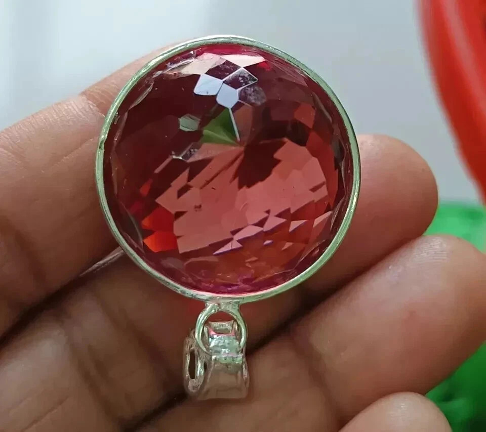 62 CT+ Certified Round Natural Zultanite 7 Color Pendant 925 Silver Jewelry