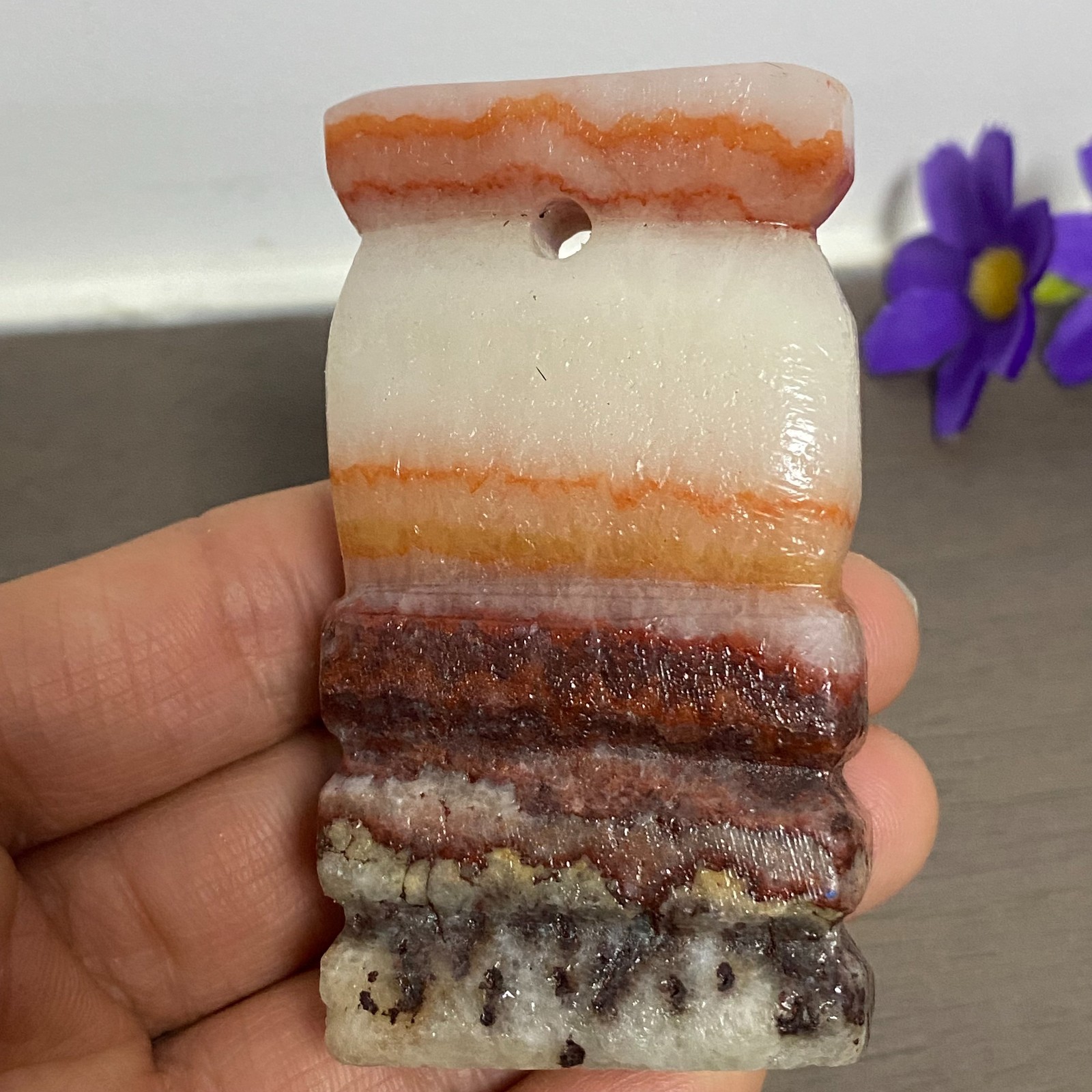 72-40-17mm NATURAL Pork stone quartz crystal Hand carving marbled meat