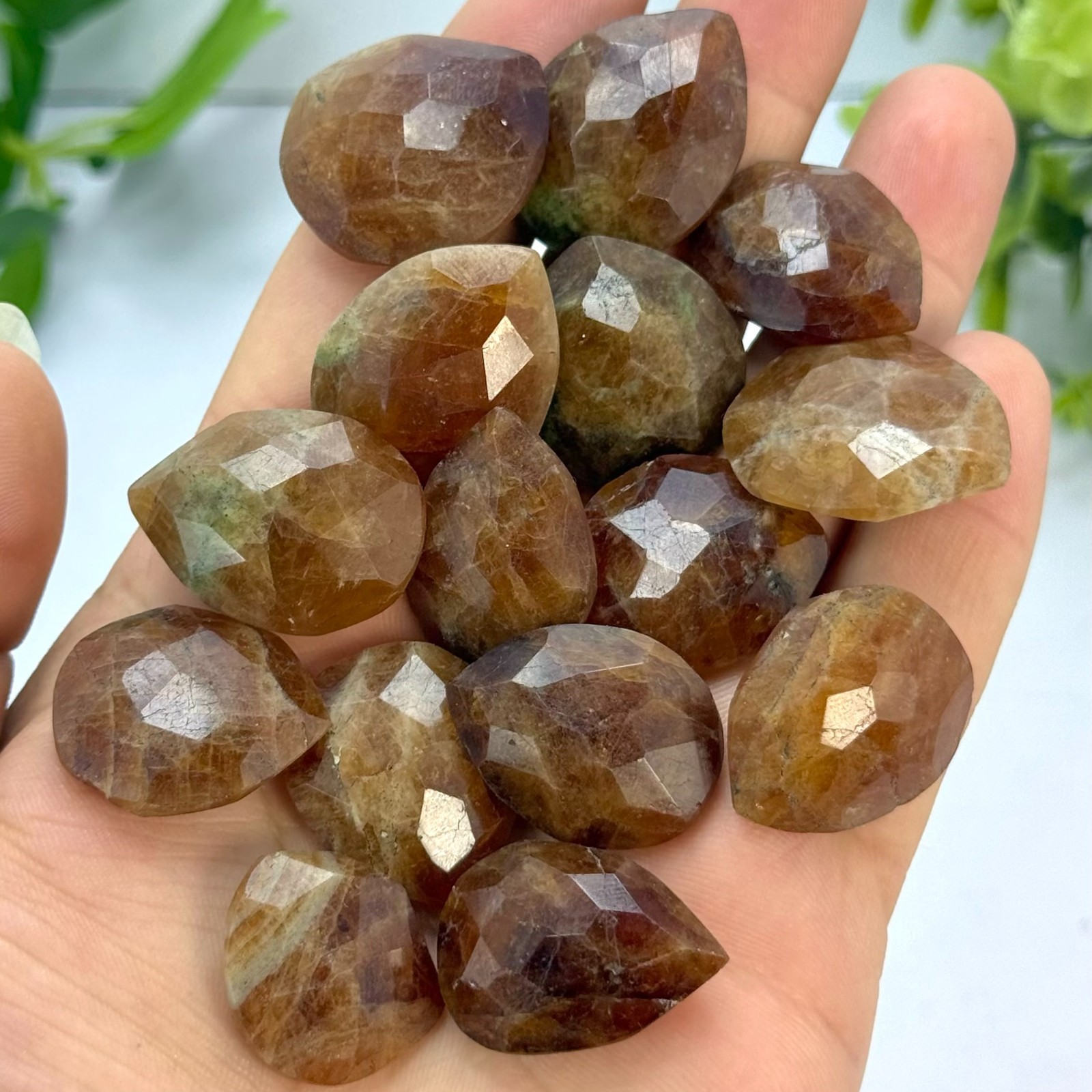 Faceted Spessartine Garnet Tear Drop Crystals for Jewelry Making, 14 Piece
