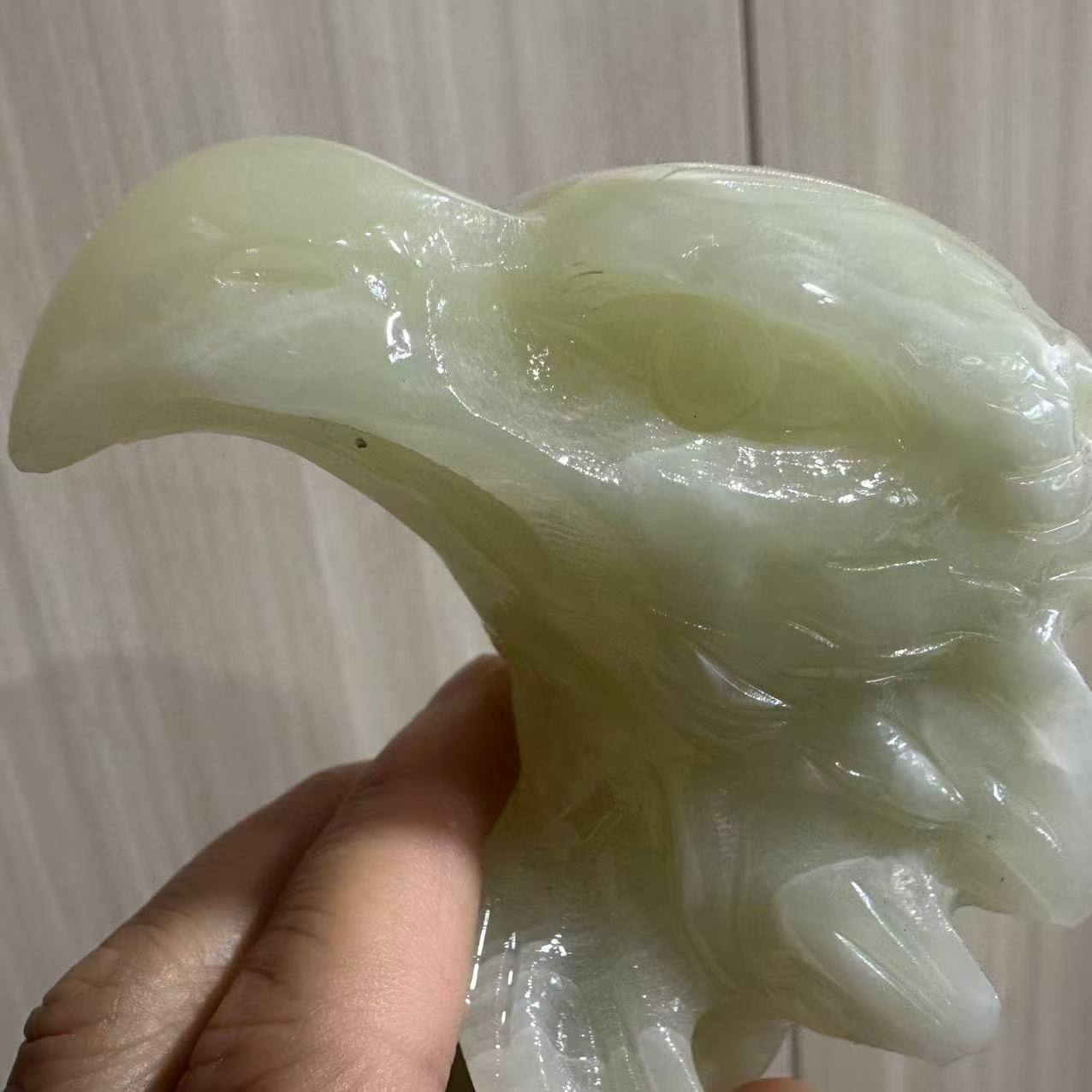 1pc Natural Afghan Jade Quartz Carved Eagle Skull Crystal Reiki Healing Decor