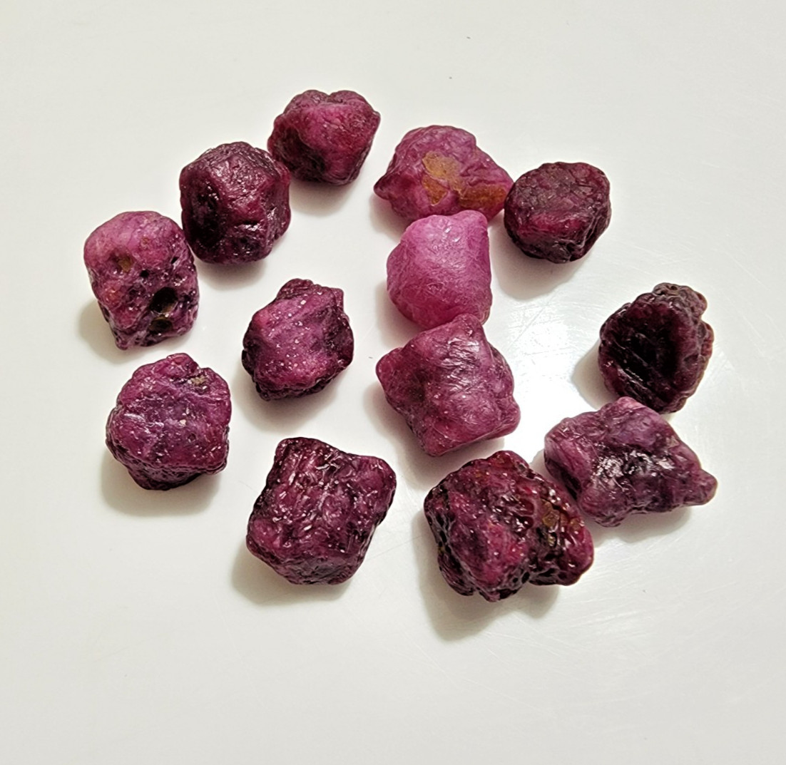 11-13mm AAA+ Red Ruby Rough Natural Lot 13 Pcs Raw Loose Gemstone Crystals Stone