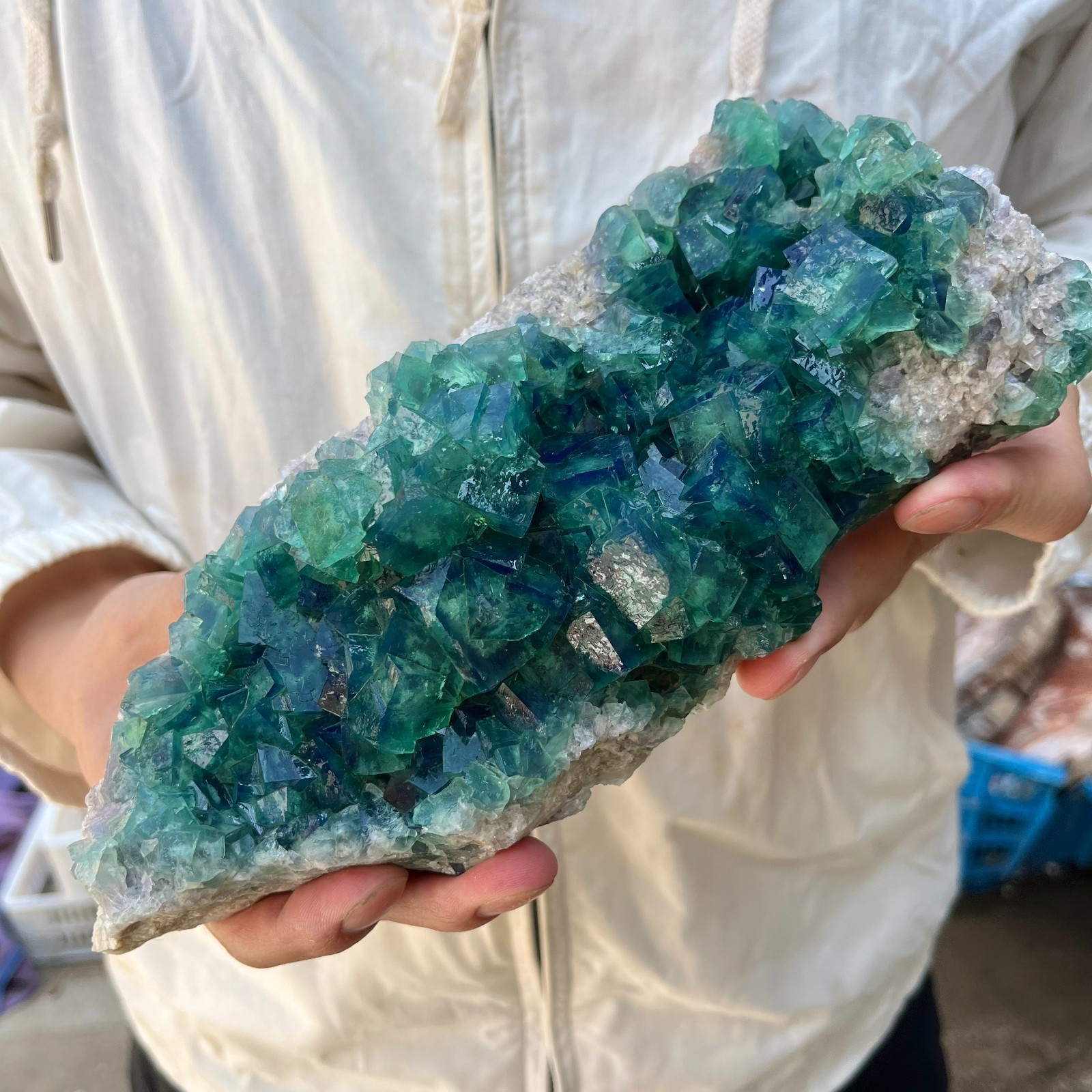 4.2lb NATURAL Green Cube FLUORITE Quartz Crystal Cluster Mineral Specimen